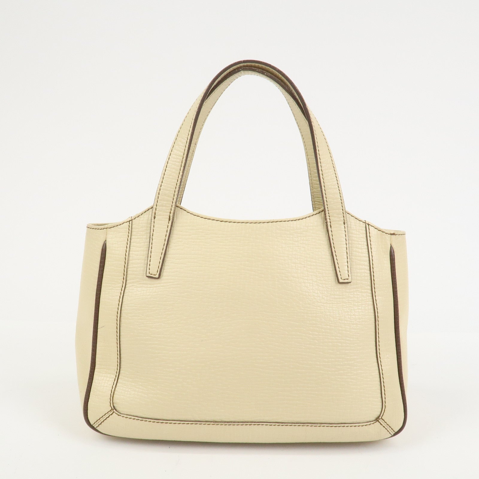 LOEWE Logo Leather Hand Bag Ivory