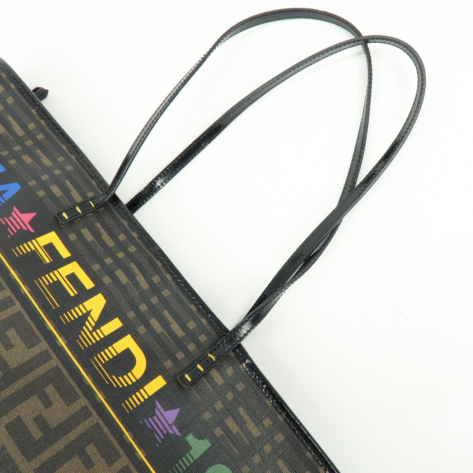 FENDI Zucca Logo Print PVC Leather Tote Bag Brown Black 8BH185