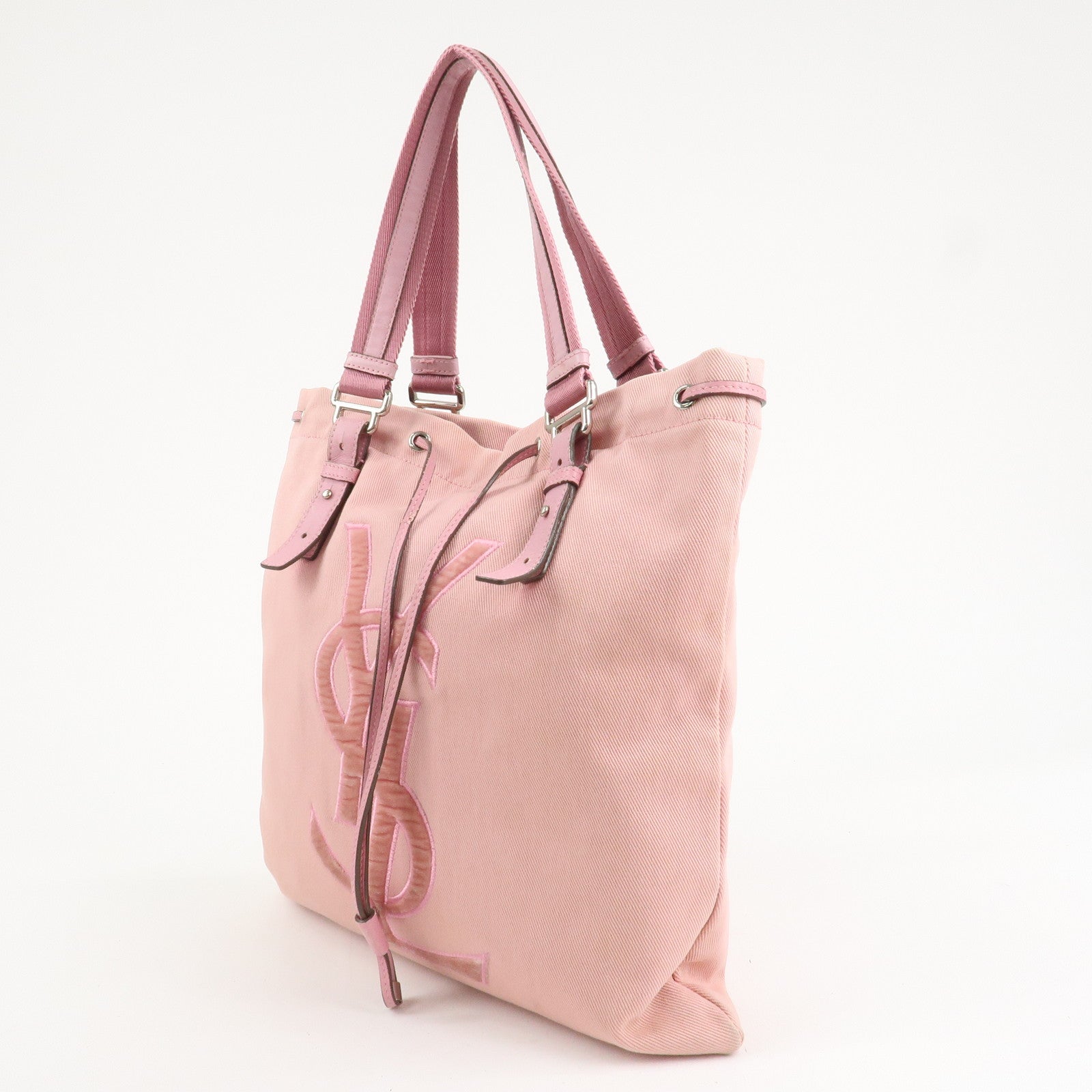 Saint Laurent Canvas Kahara Tote Bag Shoulder Bag Pink 121631 Used