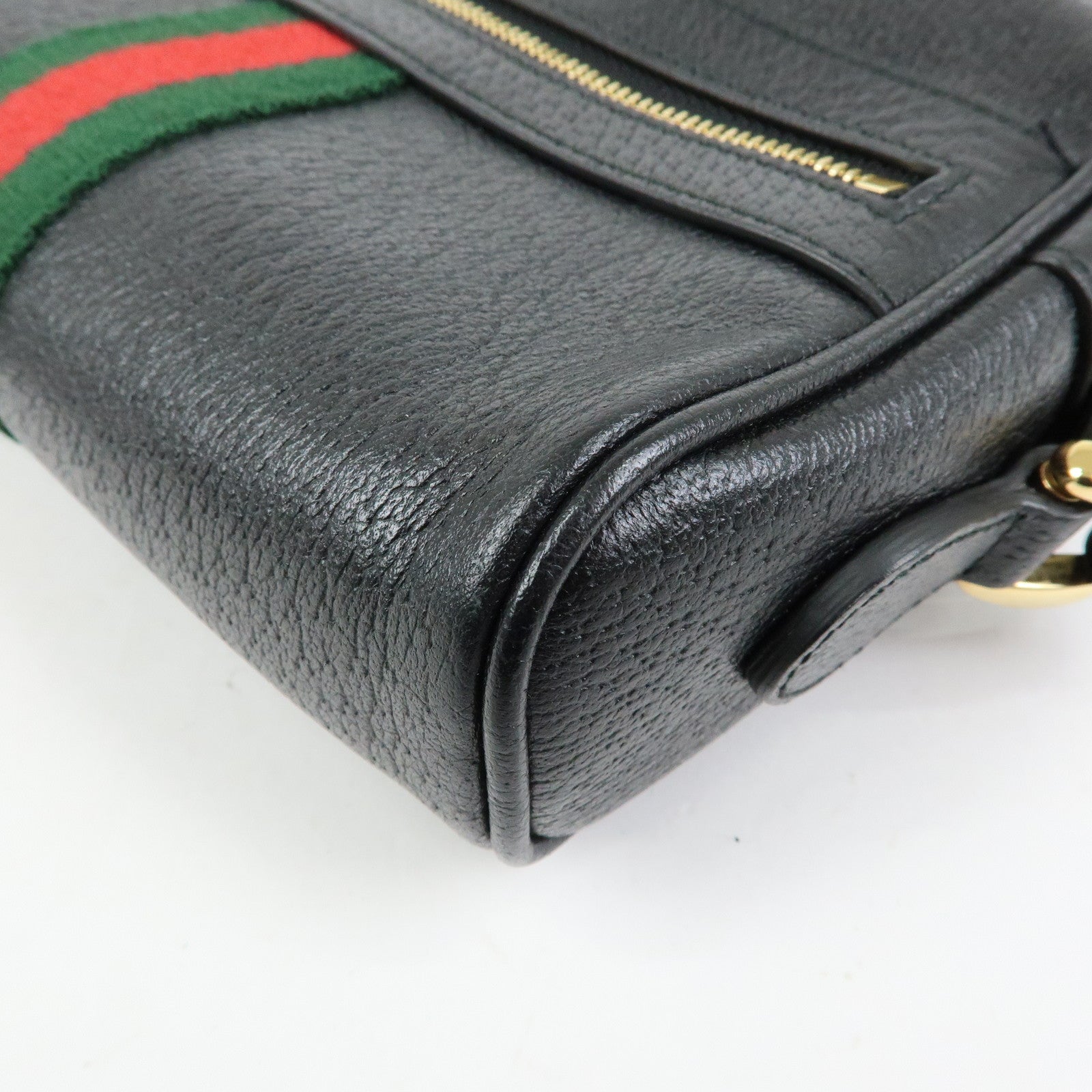 GUCCI Ophidia Sherry Leather Shoulder Crossbody Bag Black 517350