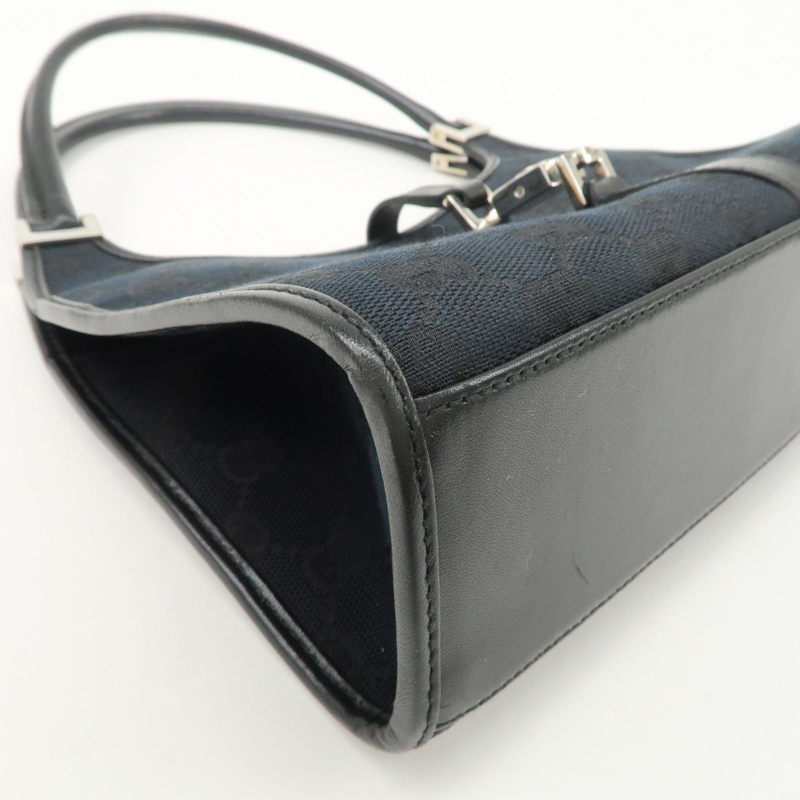 GUCCI Jackie GG Canvas Leather Shoulder Bag Hand Bag Black 002.1068