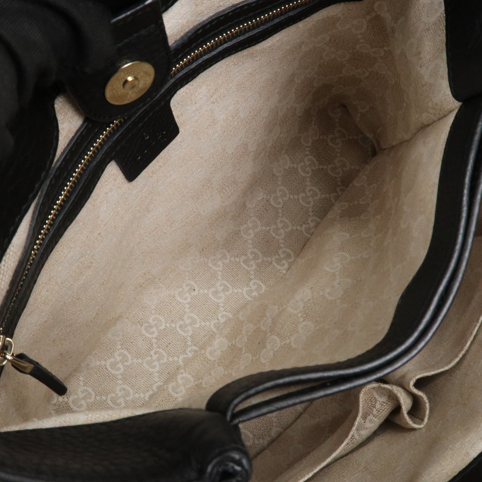 GUCCI Bamboo Logo Leather 2Way Shoulder Bag Hand Bag Black 308360
