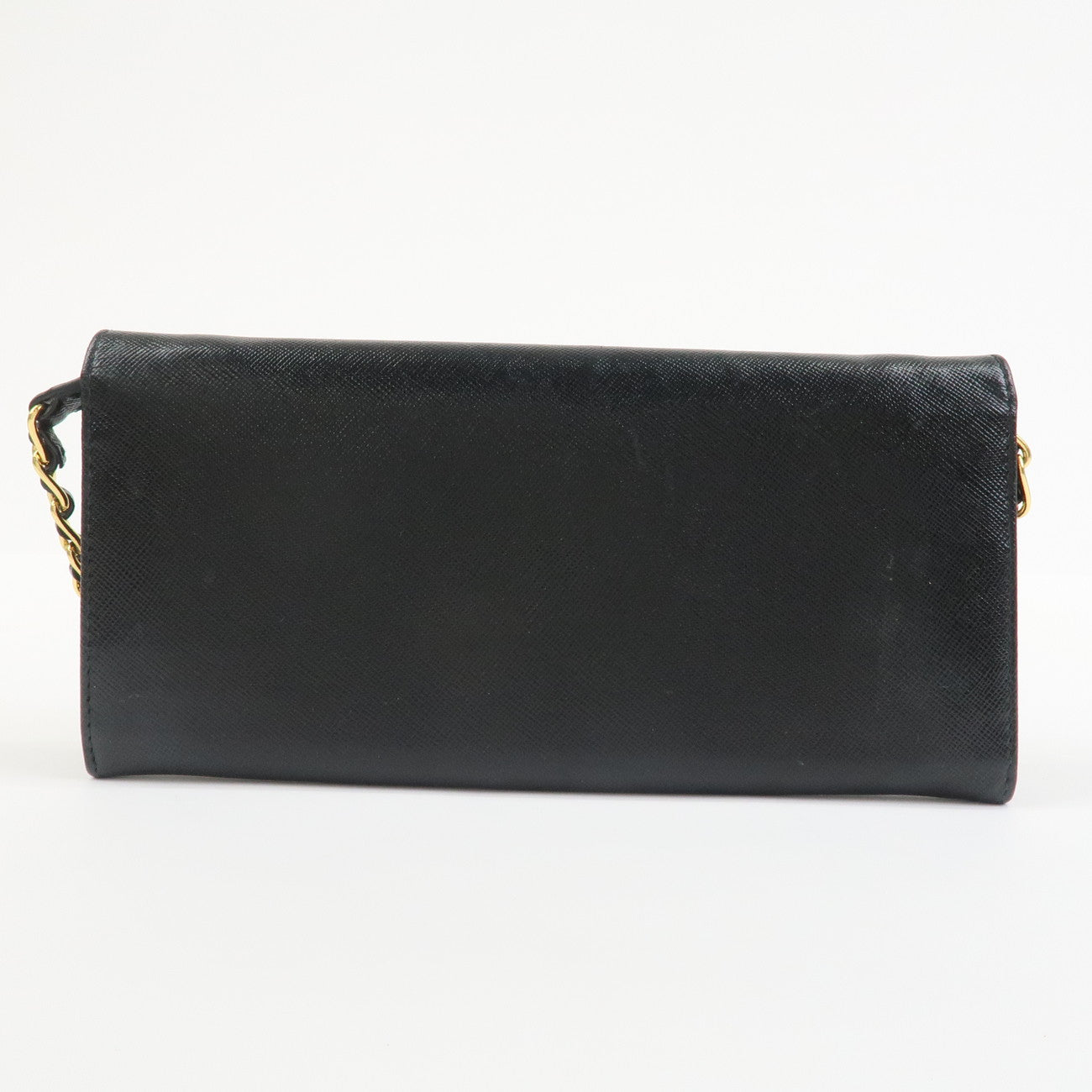 PRADA Saffiano Leather Chain Wallet WOC Black 1M1290