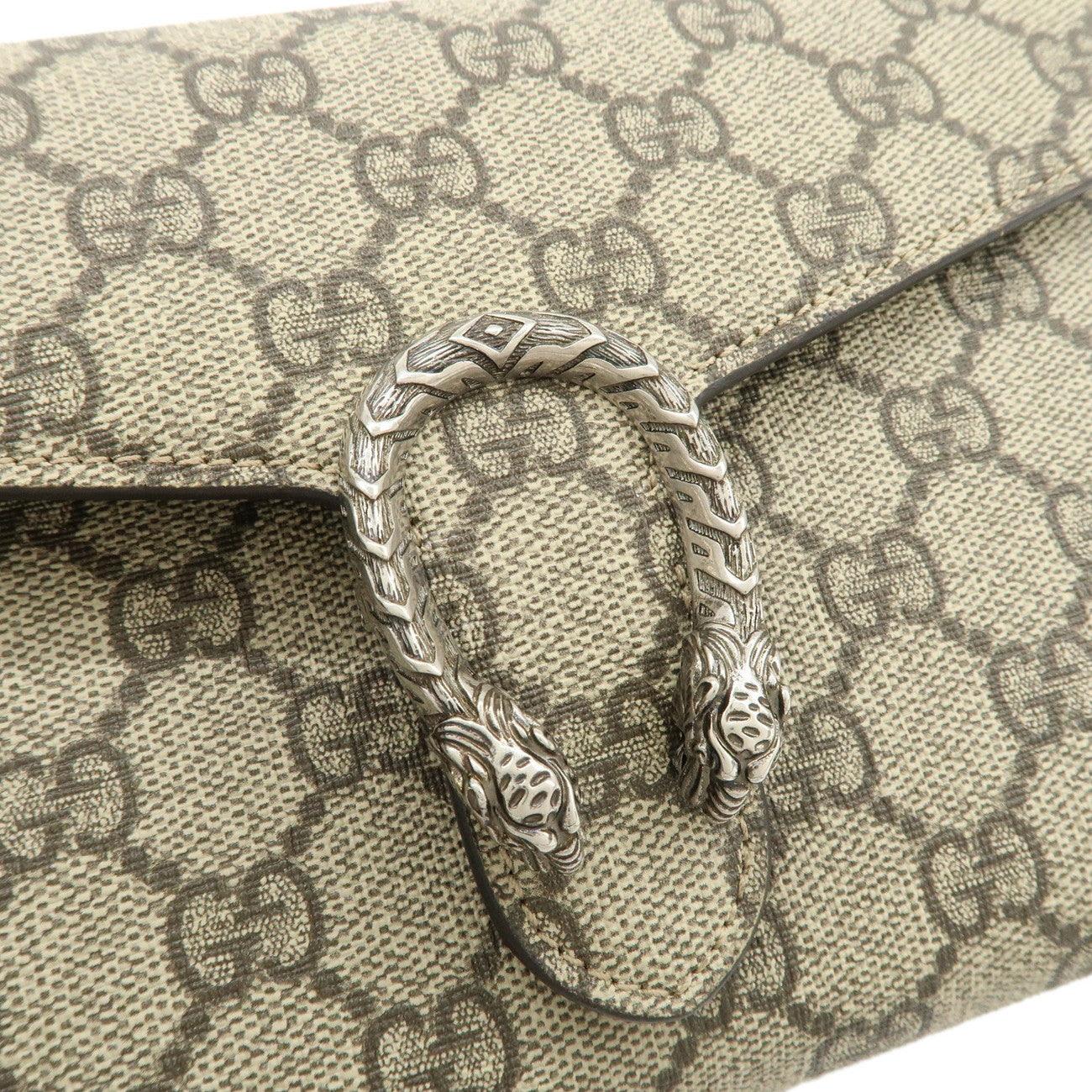 GUCCI Dionysus GG Supreme WOC Chain Shoulder Bag Beige 401231