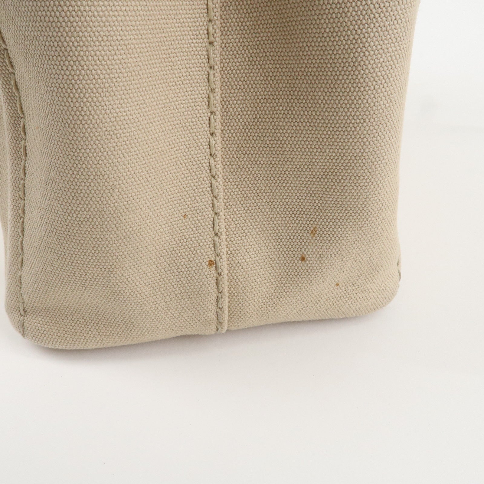 PRADA Logo Canapa Mini Canvas Tote Bag Hand Bag Beige 1BG439 Used