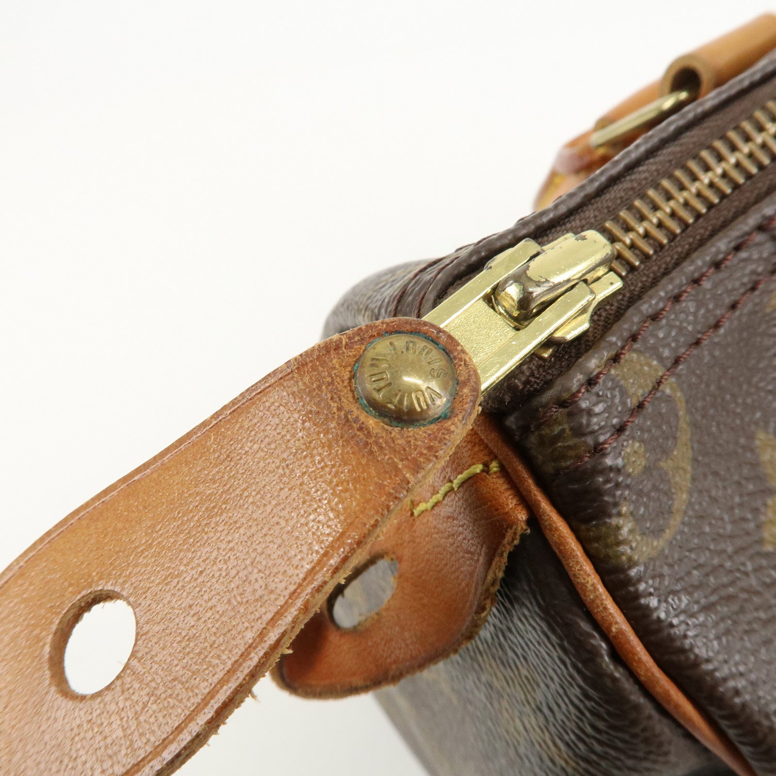 Louis Vuitton Monogram Canvas Leather Speedy 25 Boston Bag M41528