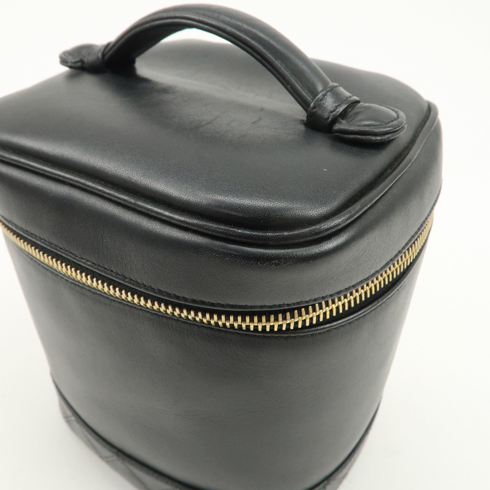 CHANEL Bicolore Lamb Skin Vanity Bag Hand Bag Black A01619