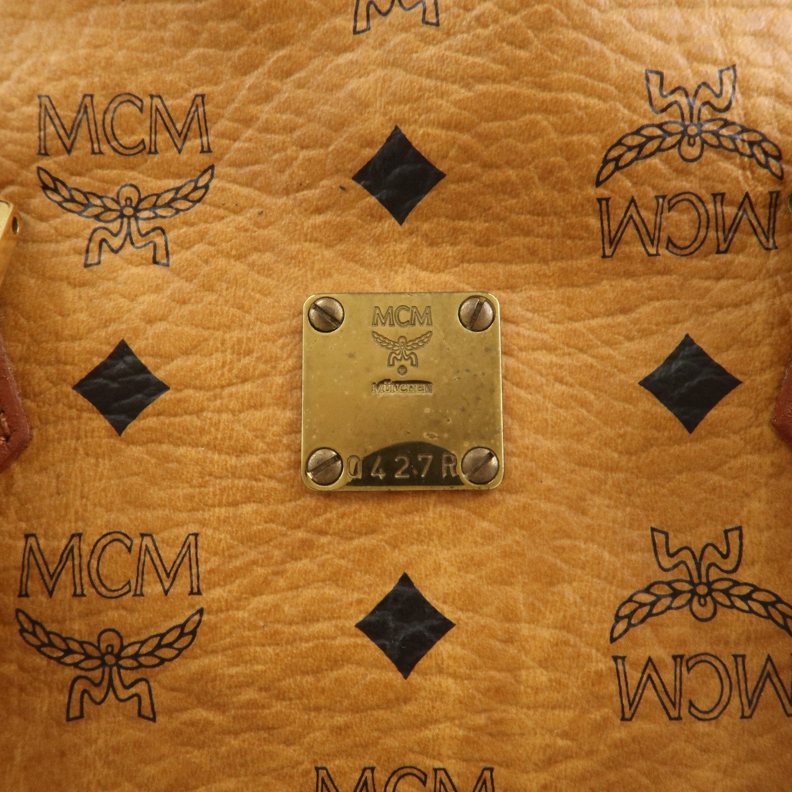 MCM Visetos Leather 2Way Bag Hand Bag Shoulder Bag Brown