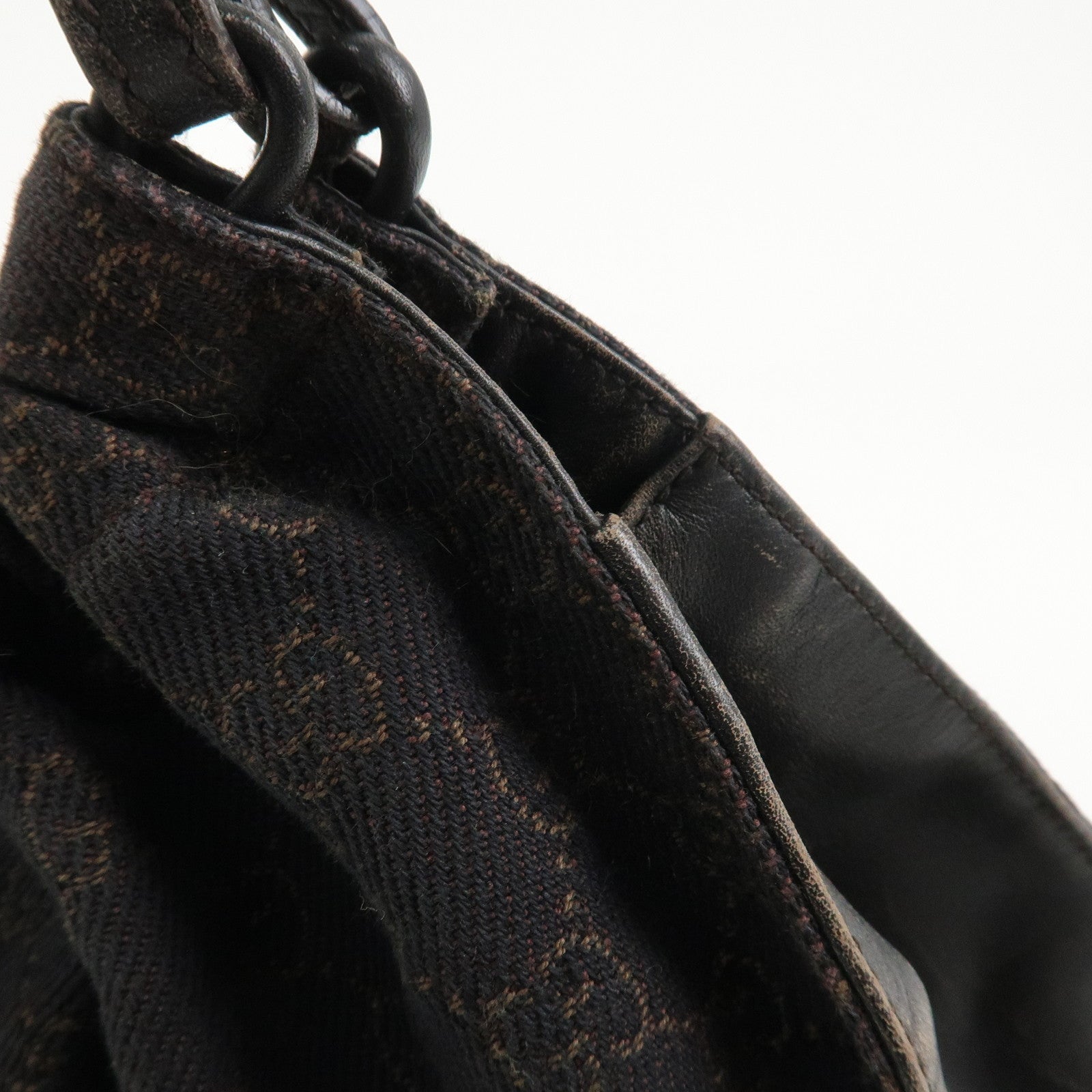 GUCCI GG Monogram Canvas Leather Tote Bag Hand Bag Brown 76554