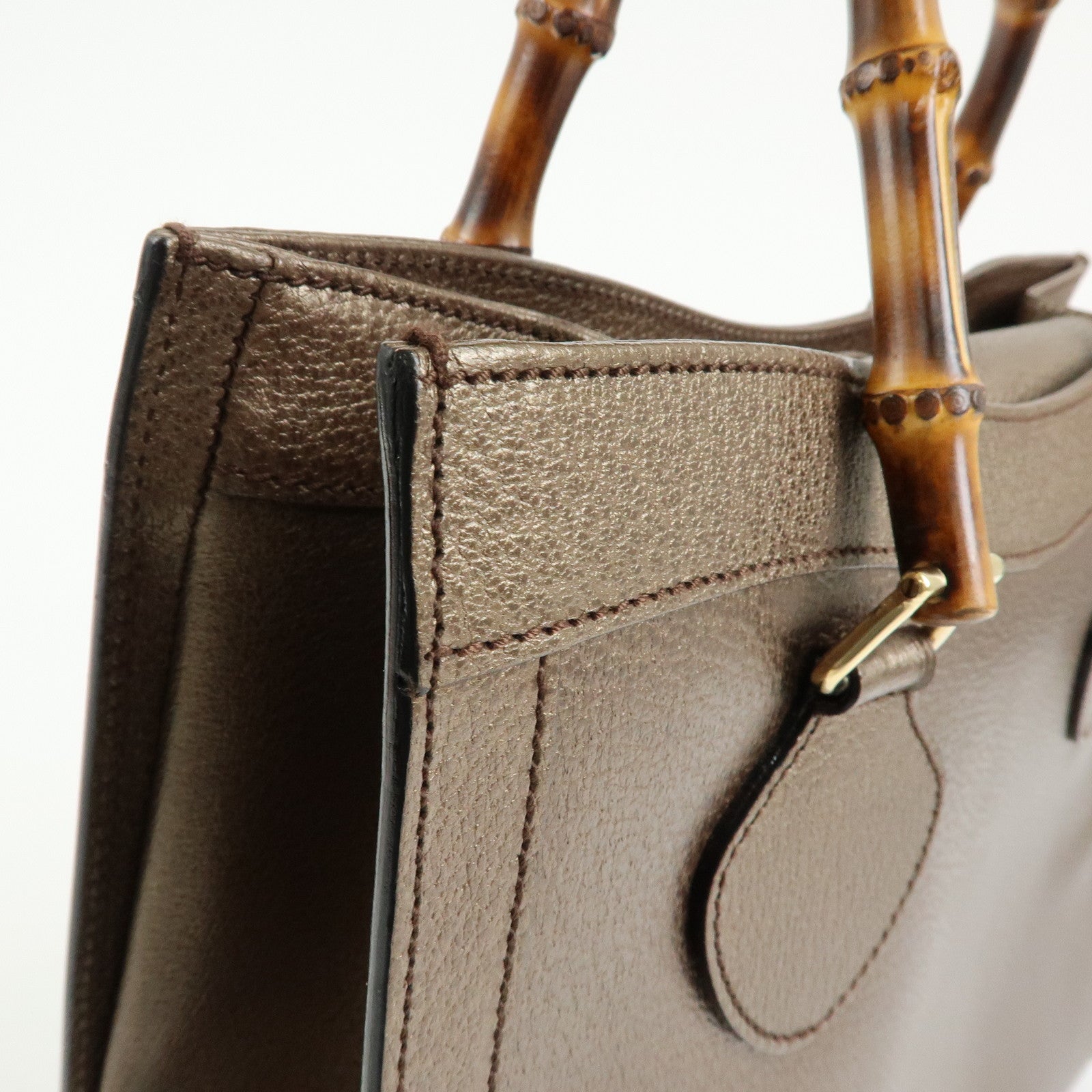 GUCCI Calf Leather Tote Bag Hand Bag Brown 002・1998・0260