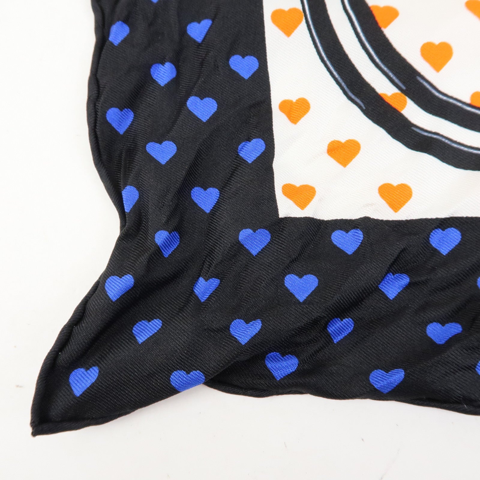 HERMES Carre 42 Silk 100% Scarf BRIDES DE GALA Black Orange
