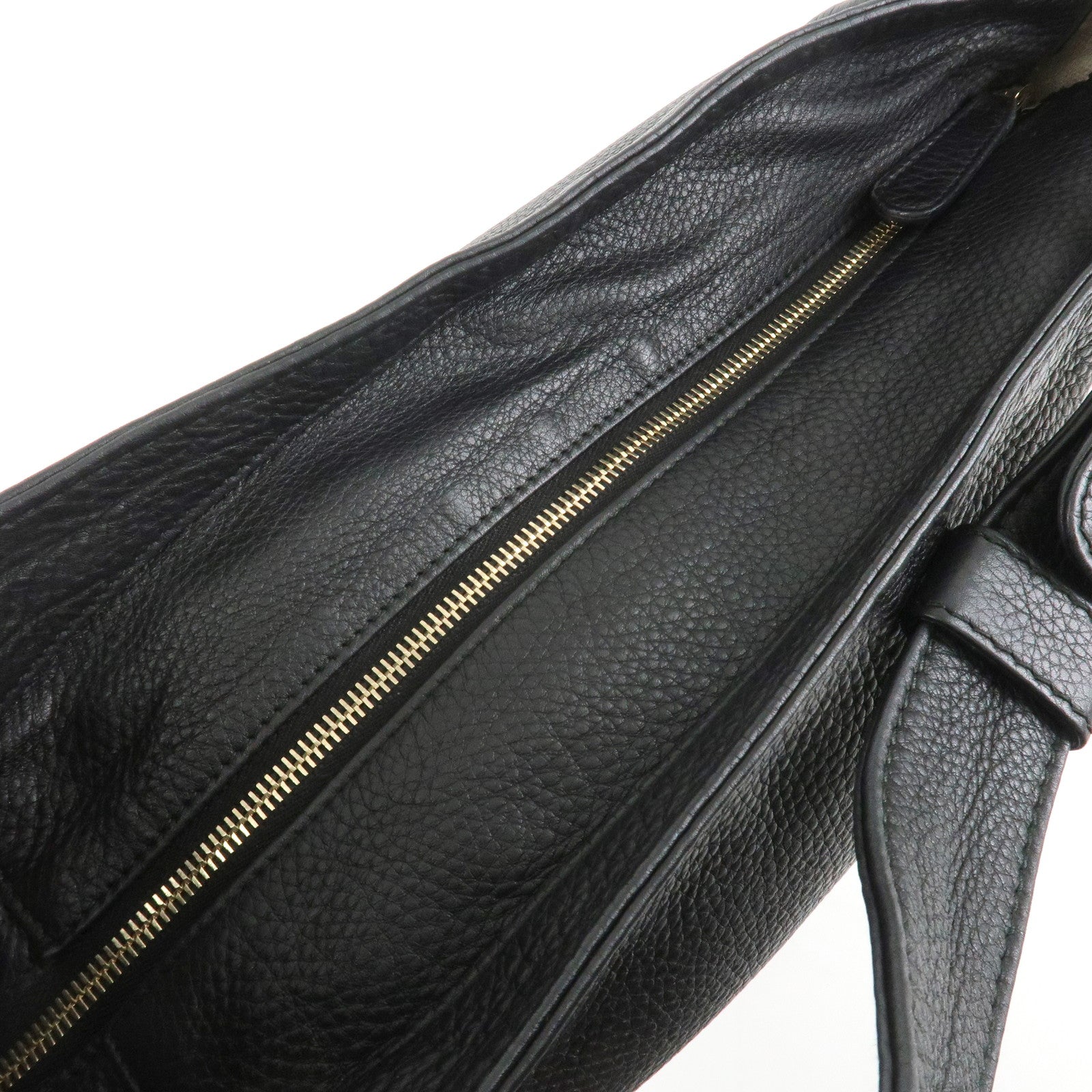 GUCCI Greenwich Logo Leather Shoulder Bag Hand Bag Black 257050