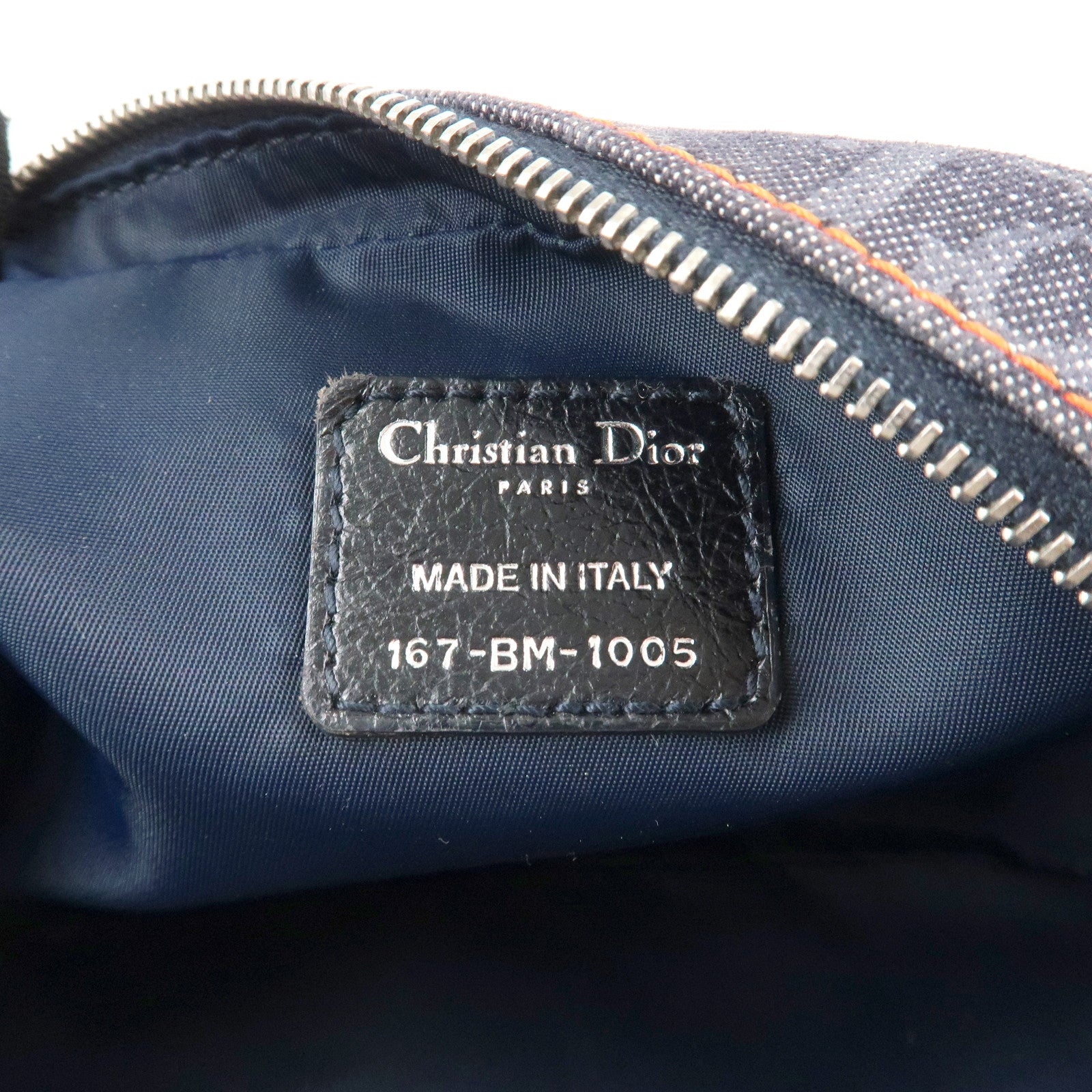 Christian Dior Flight Line Trotter Denim Leather Shoulder Bag Indigo Blue Orange Used