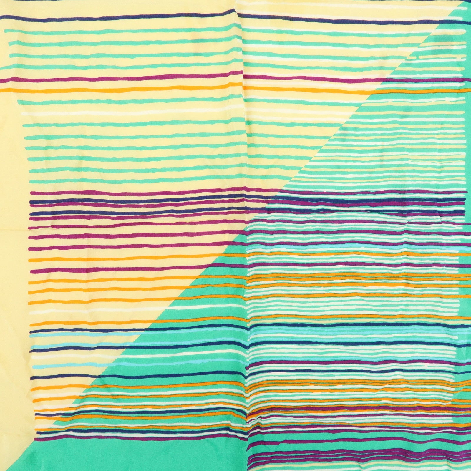 Christian Dior Silk 100% Scarf Stripe Print Green Beige