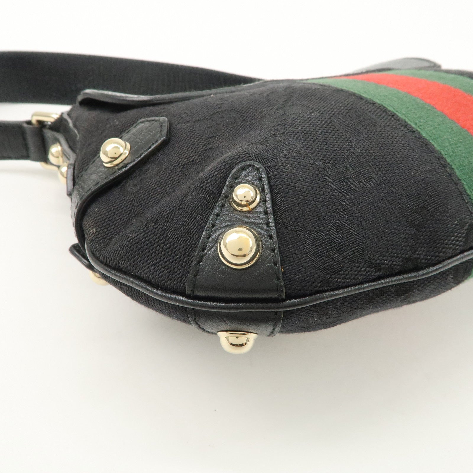 GUCCI Horsebit Sherry GG Canvas Leather Shoulder Bag 131094