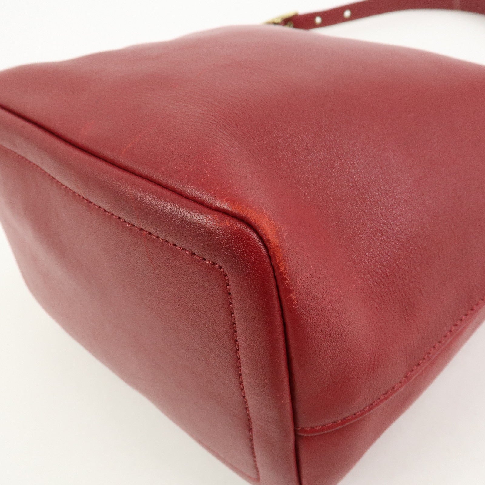 COACH Leather Shoulder Bag Hand Bag Red