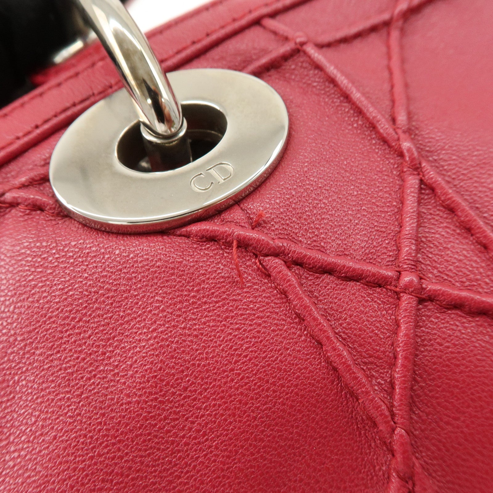 Christian Dior Leather 2Way Bag Hand Bag Shoulder Bag Pink Used