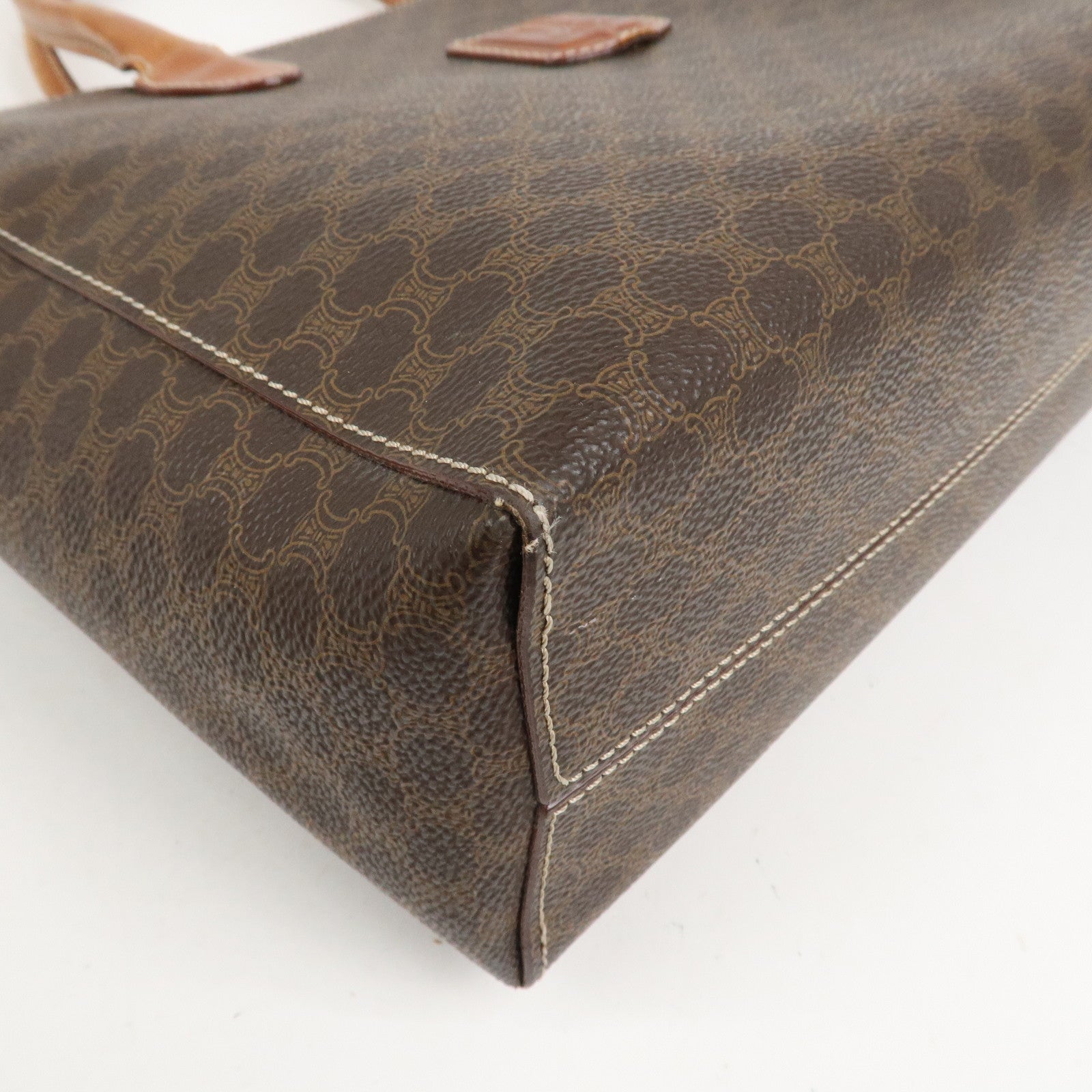 CELINE Macadam PVC Leather Tote Bag Hand Bag Brown