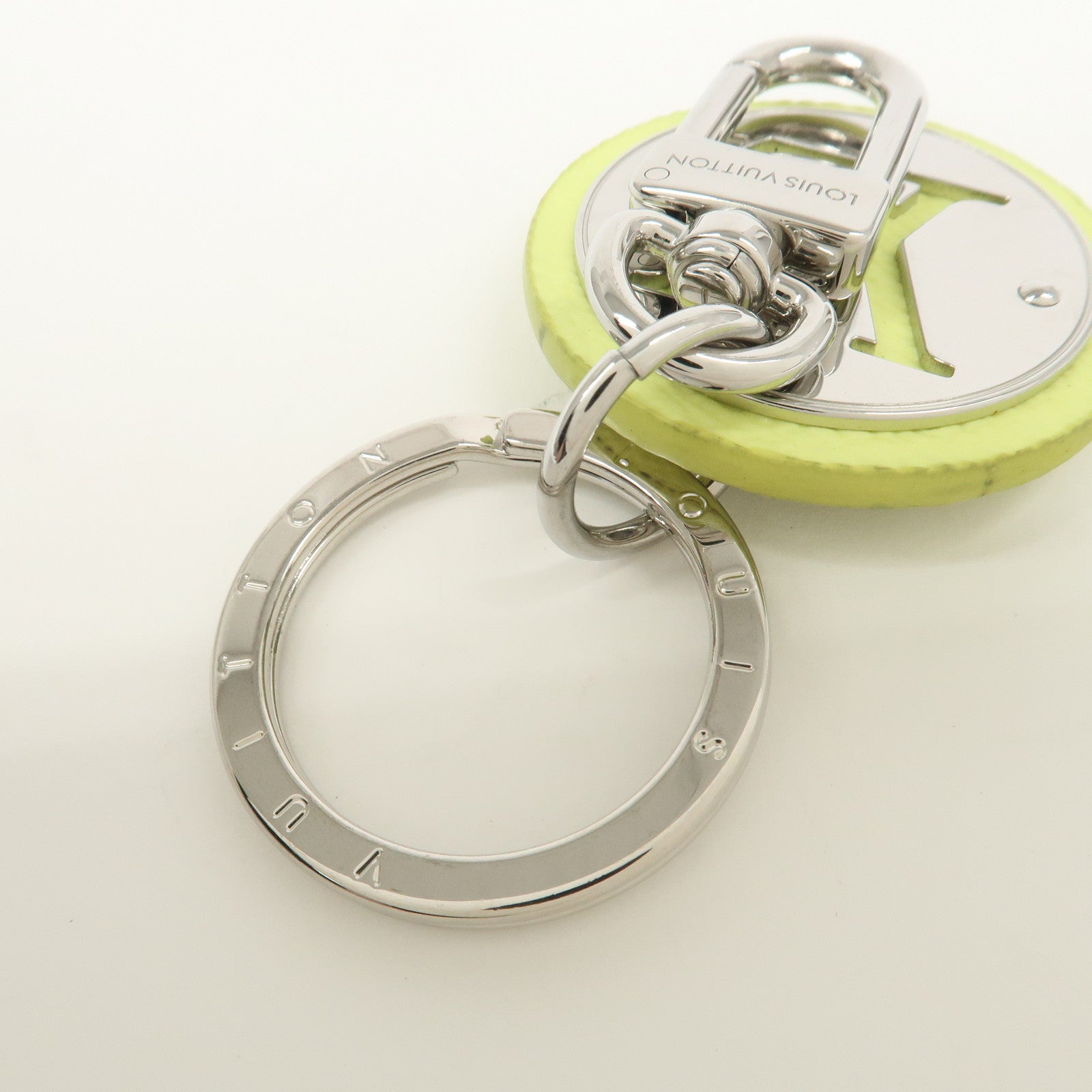 Louis Vuitton Circle Leather Metal Bag Charm Key Chain Lime M02470