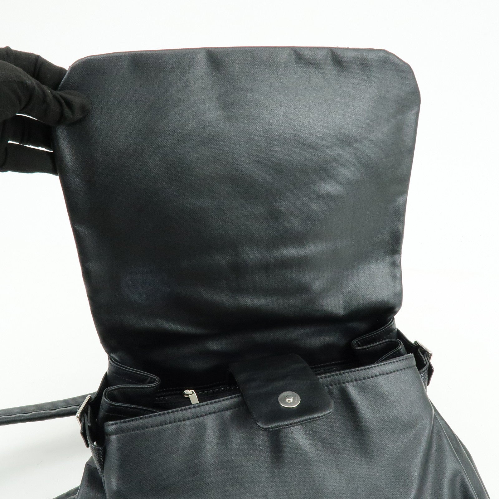 CHANEL Paris Biarritz PVC Coated Canvas Leather Shoulder Bag Black