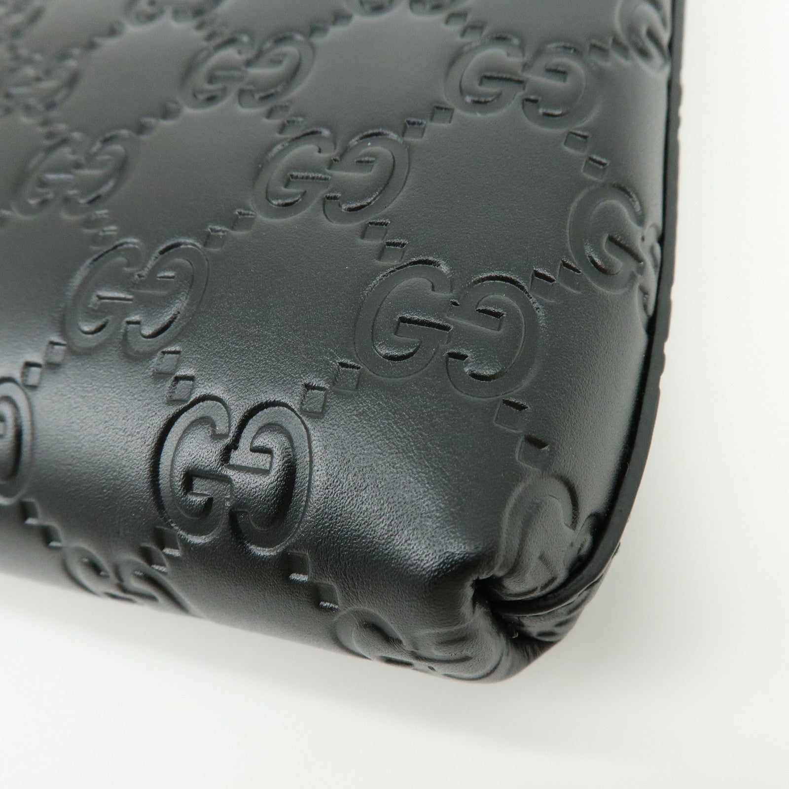 GUCCI Guccissima Leather Chain Shoulder Bag Hand Bag Black 428449