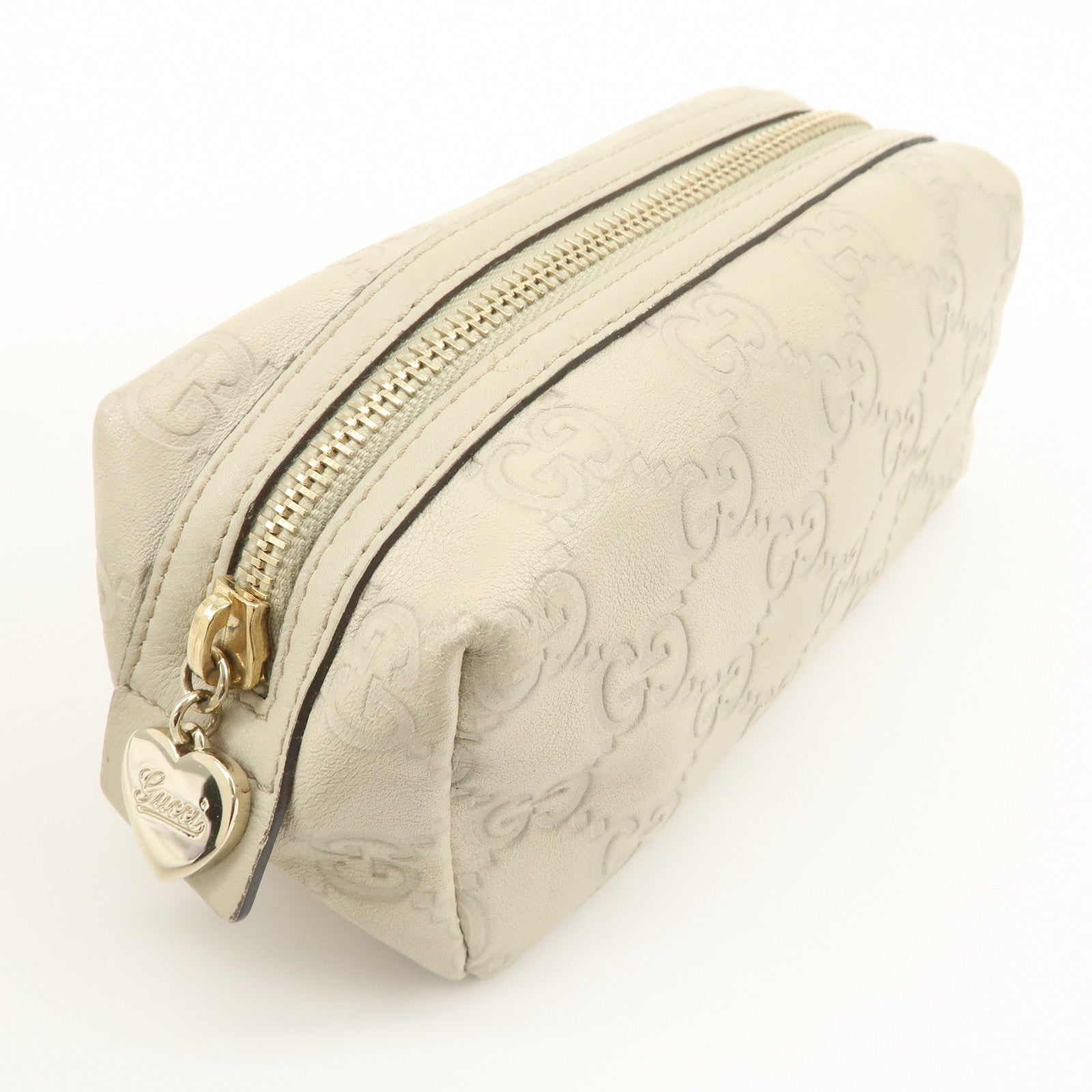GUCCI Guccissima Leather Pouch Cosmetic Pouch Purse Ivory 153228