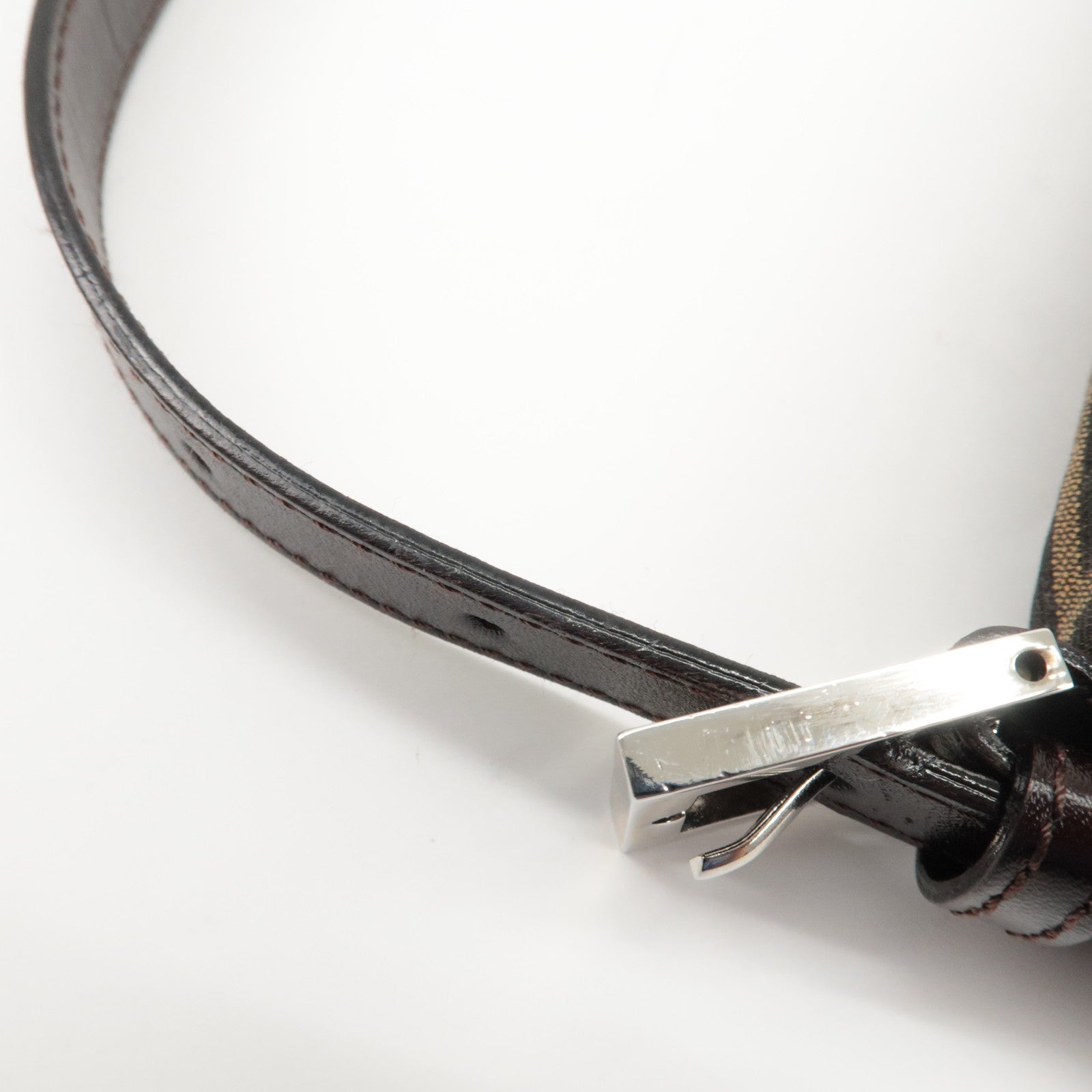 FENDI Mamma Baguette Zucca Canvas Leather Shoulder Bag 26424 Used