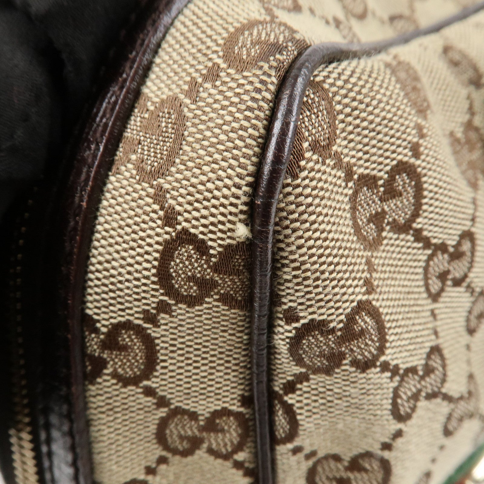 GUCCI Horsebit Sherry GG Canvas Leather Shoulder Bag Beige Brown 141503 Used