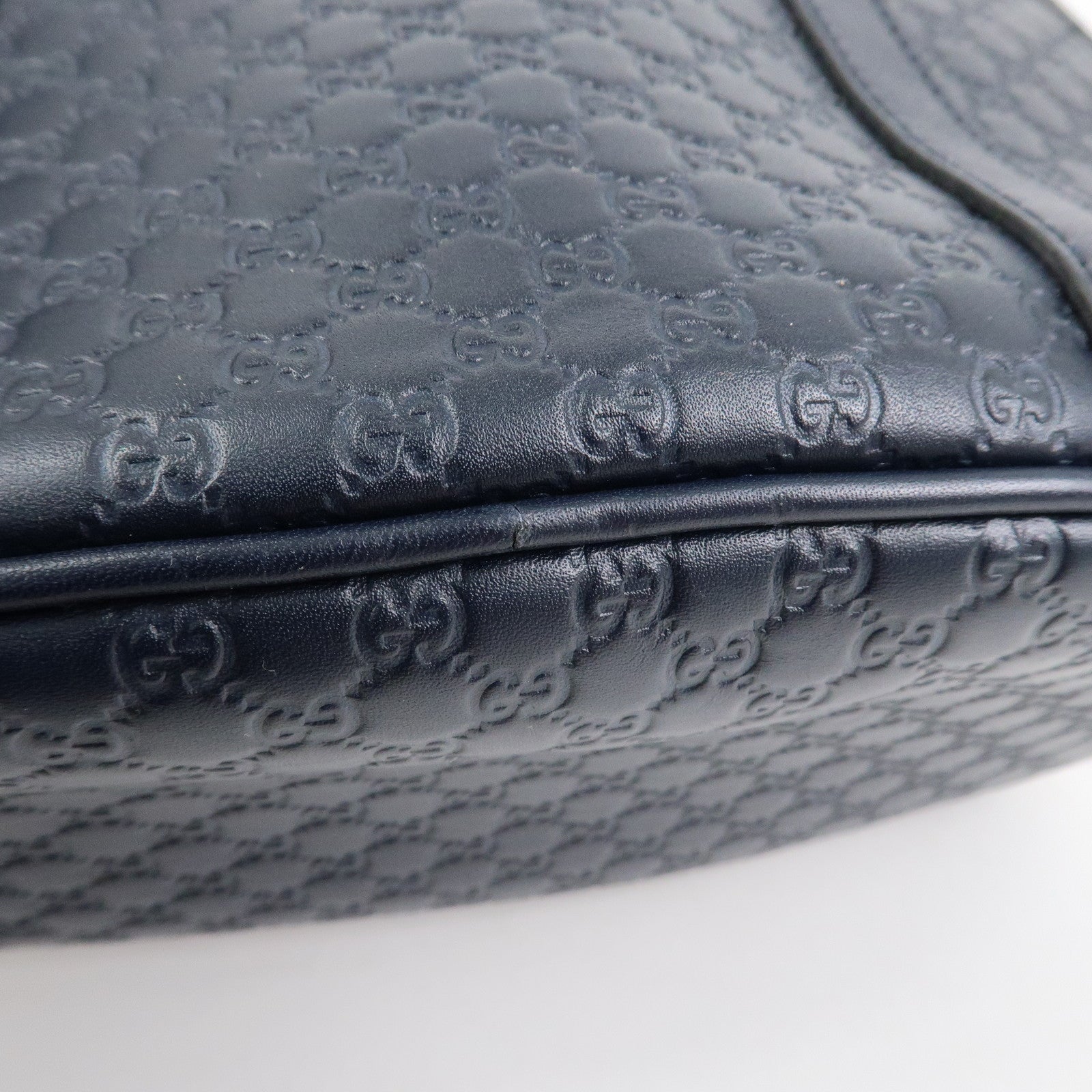 GUCCI Micro Guccissima Leather 2Way Hand Shoulder Bag Navy 449654