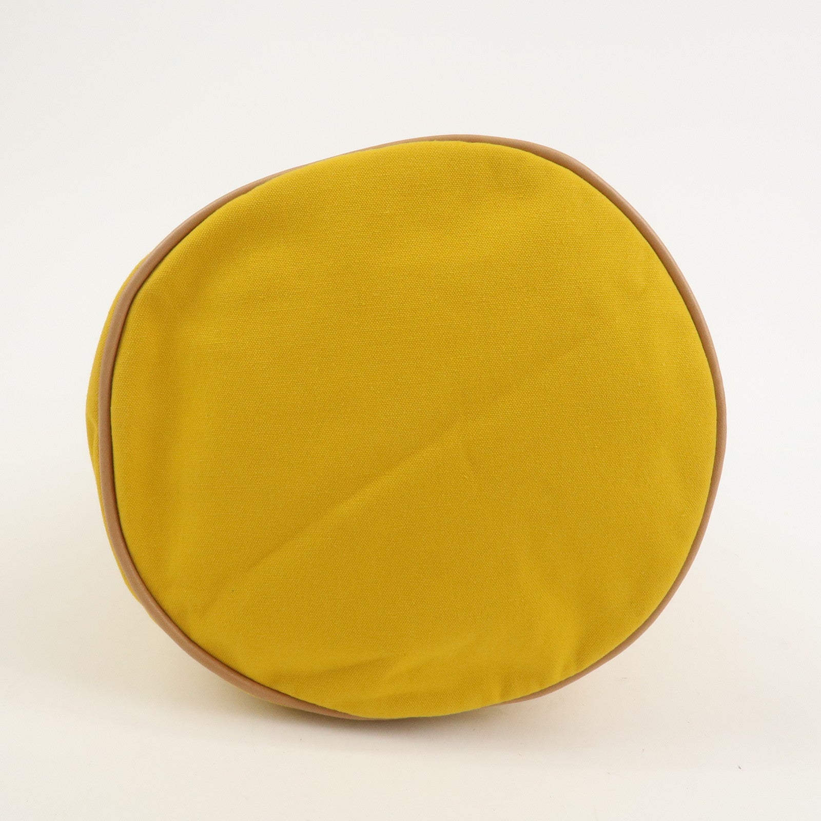 HERMES Porochon Mimil GM Canvas Leather Drawstring Backpack Yellow