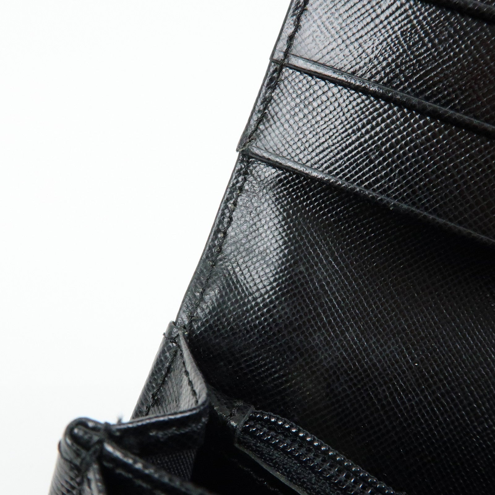 PRADA Triangle Logo Nylon Leather Long Wallet Black M608