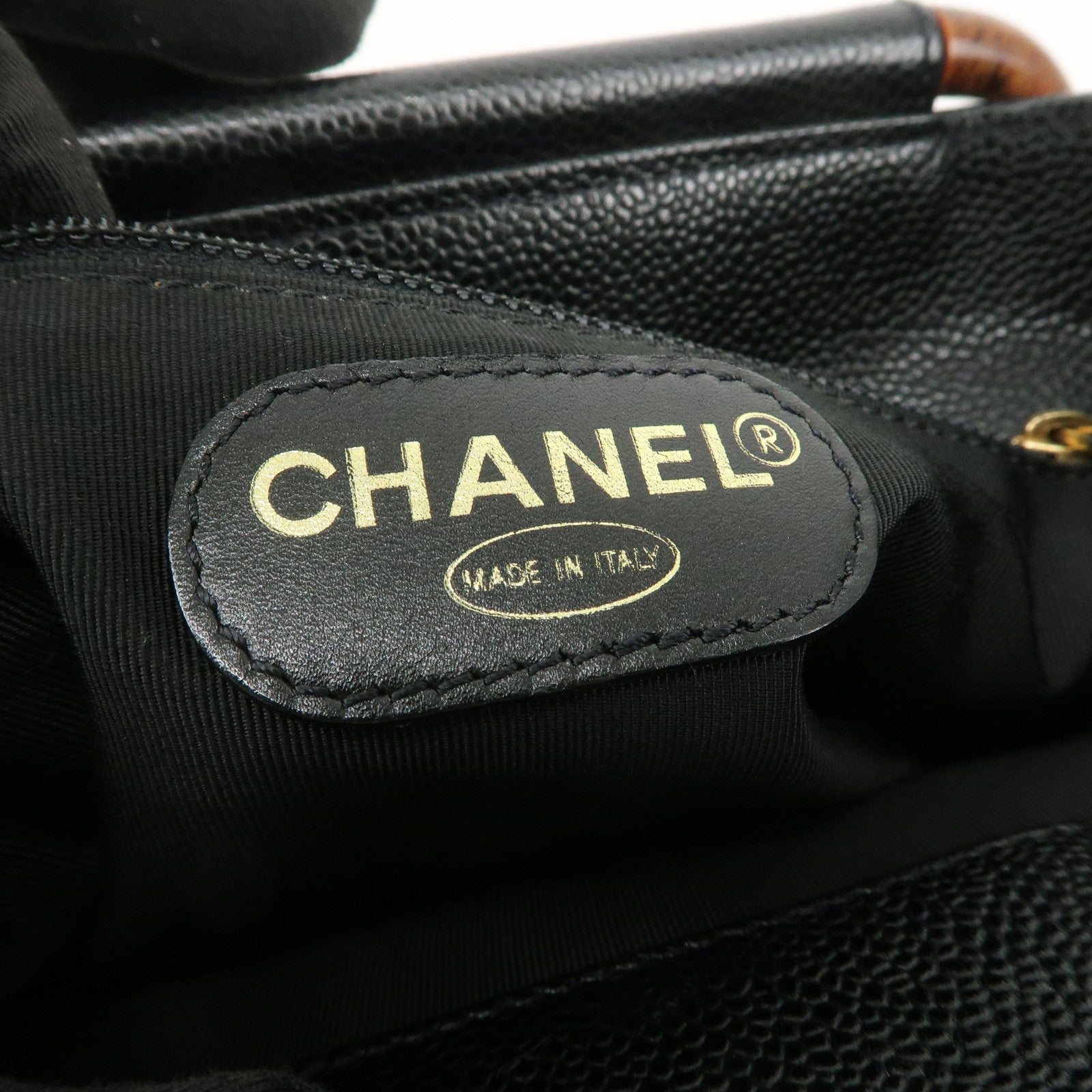 CHANEL COCO Mark Caviarskin Hand Bag Black Brown