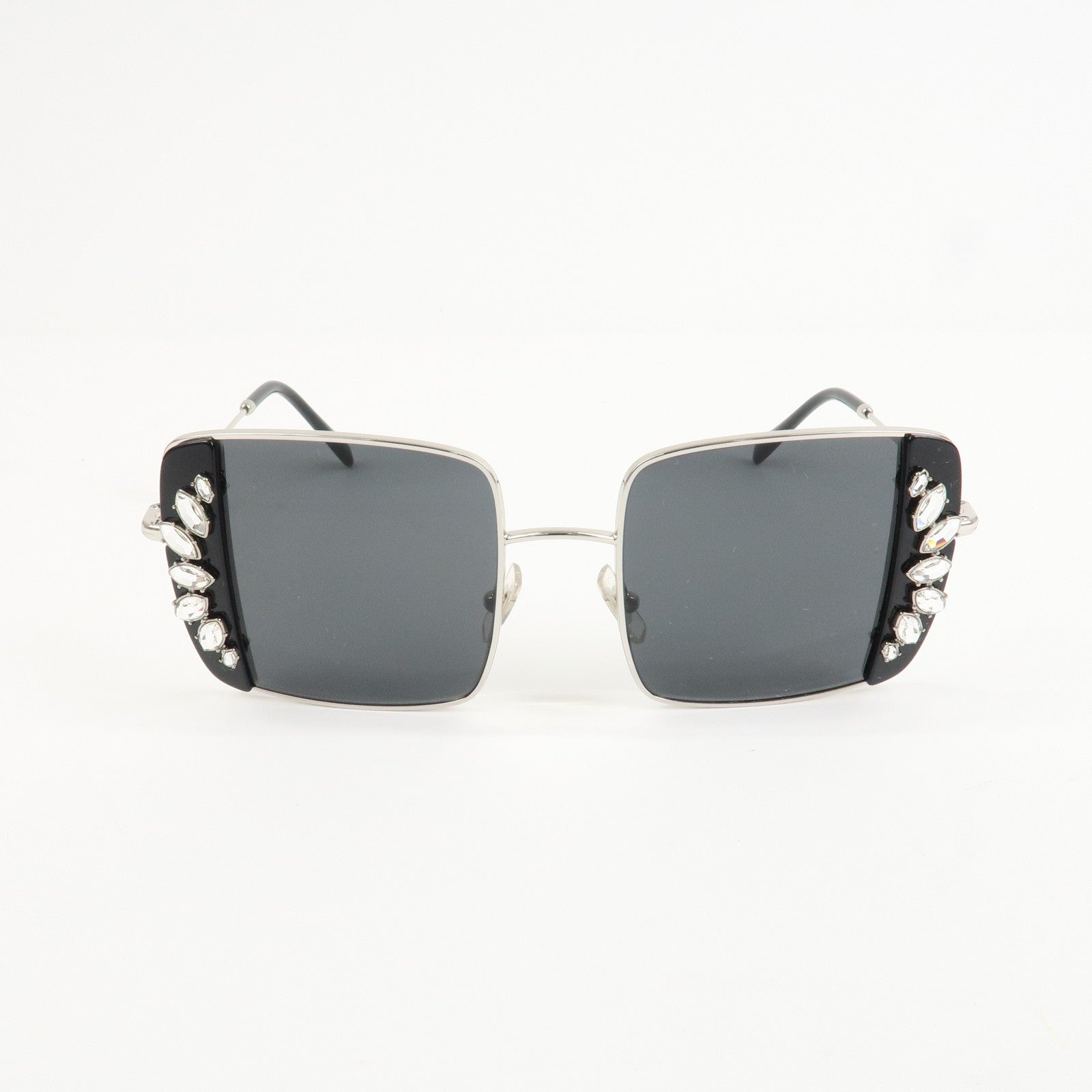 MIU MIU Metal Rhine Stone Sunglasses Black Silver 01E-580 46□19