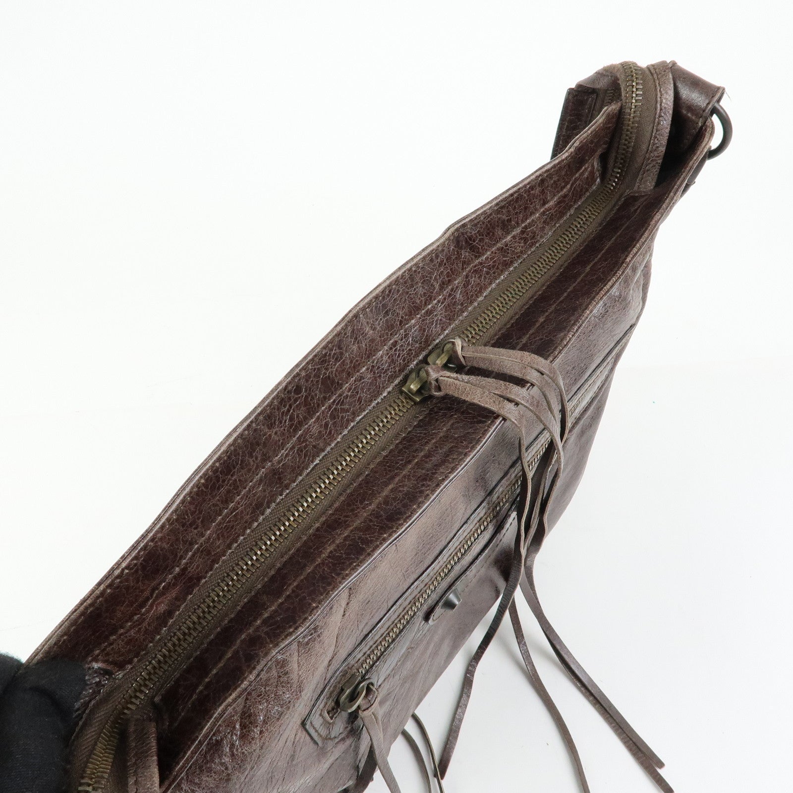 BALENCIAGA The Messenger Leather Shoulder Bag Brown 177289