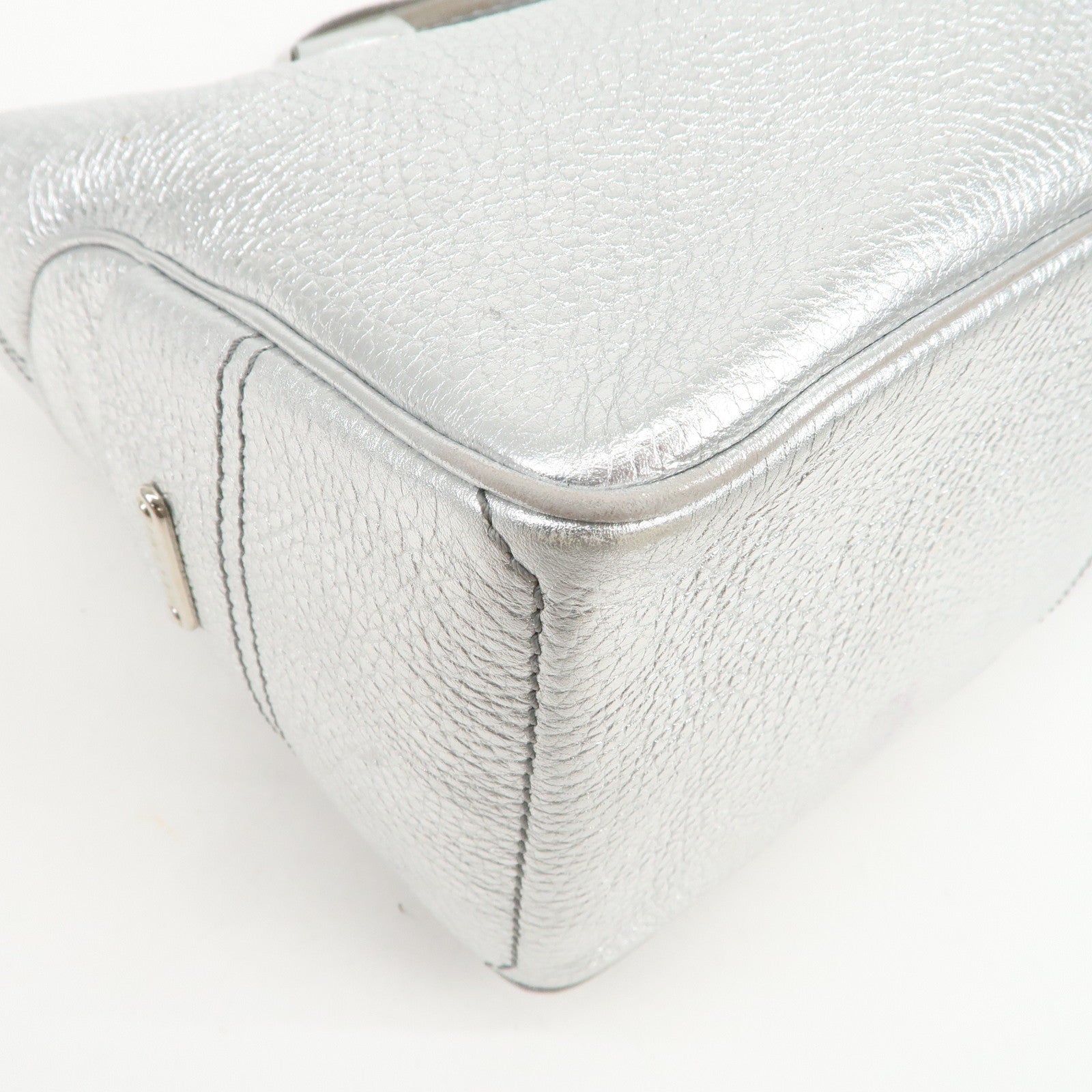CELINE Leather Boogie Bag Hand Bag Tote Bag Silver