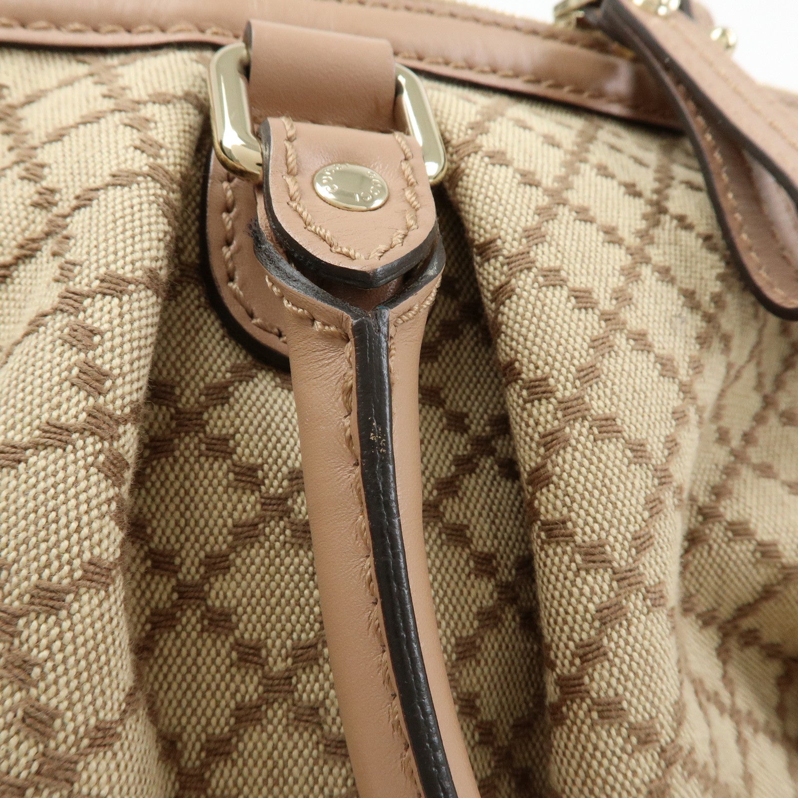 GUCCI Sukey Interlocking G Diamante 2Way Shoulder Bag Beige 247902