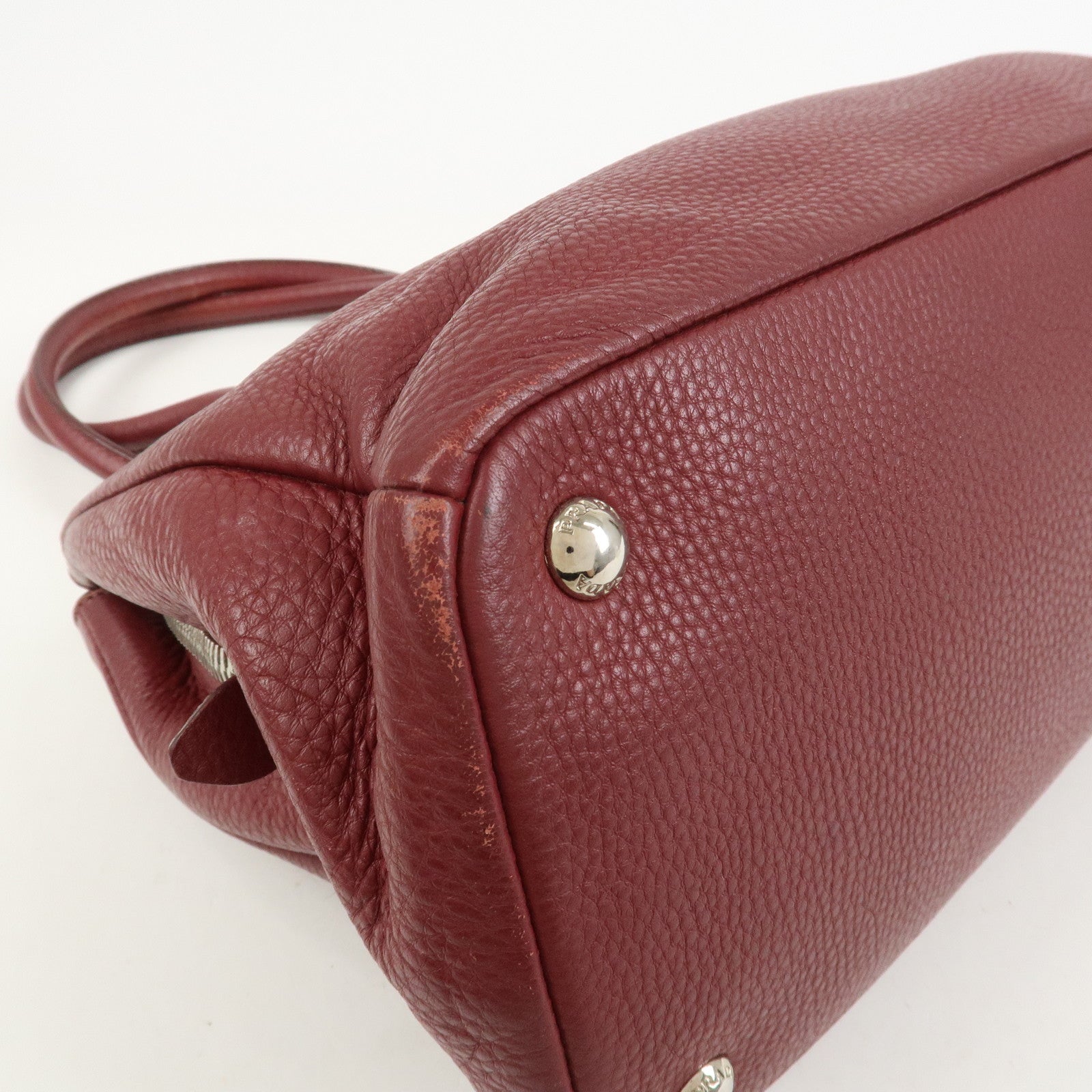 PRADA Triangle Logo 2Way Bag Hand Shoulder Bag Bordeaux 1BA853