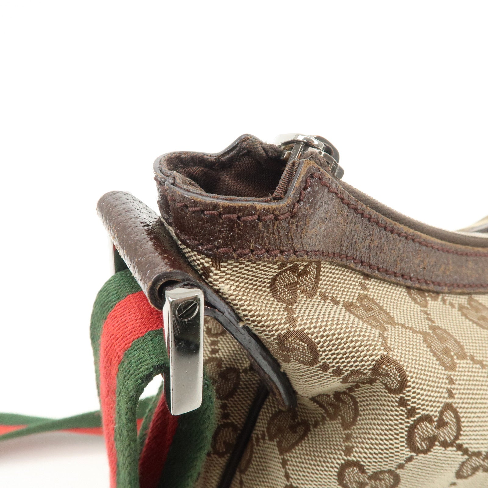 GUCCI Sherry GG Canvas Leather Shoulder Bag Beige Brown 181092 Used