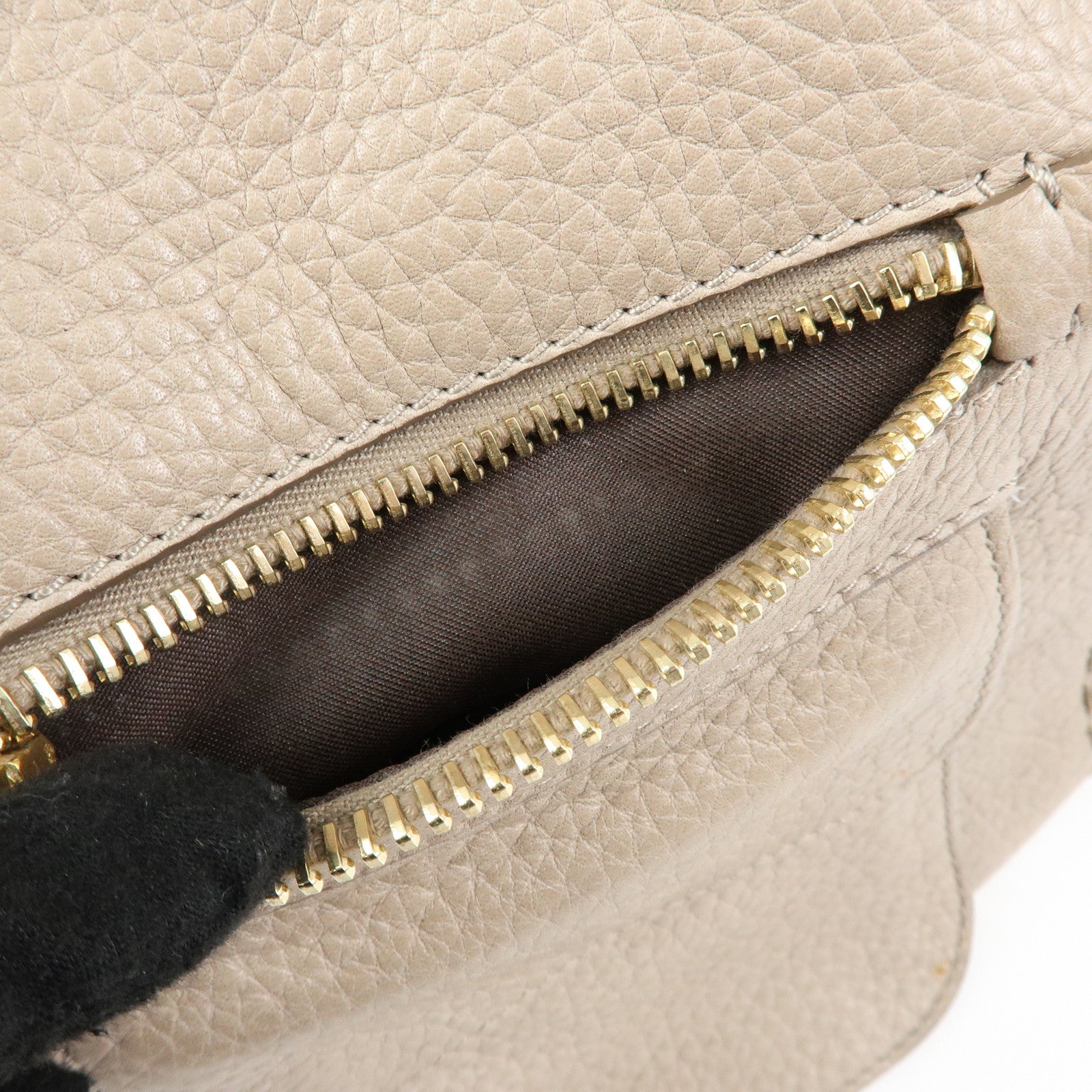 TOD'S Leather Tote Bag Shoulder Bag Hand Bag Greige