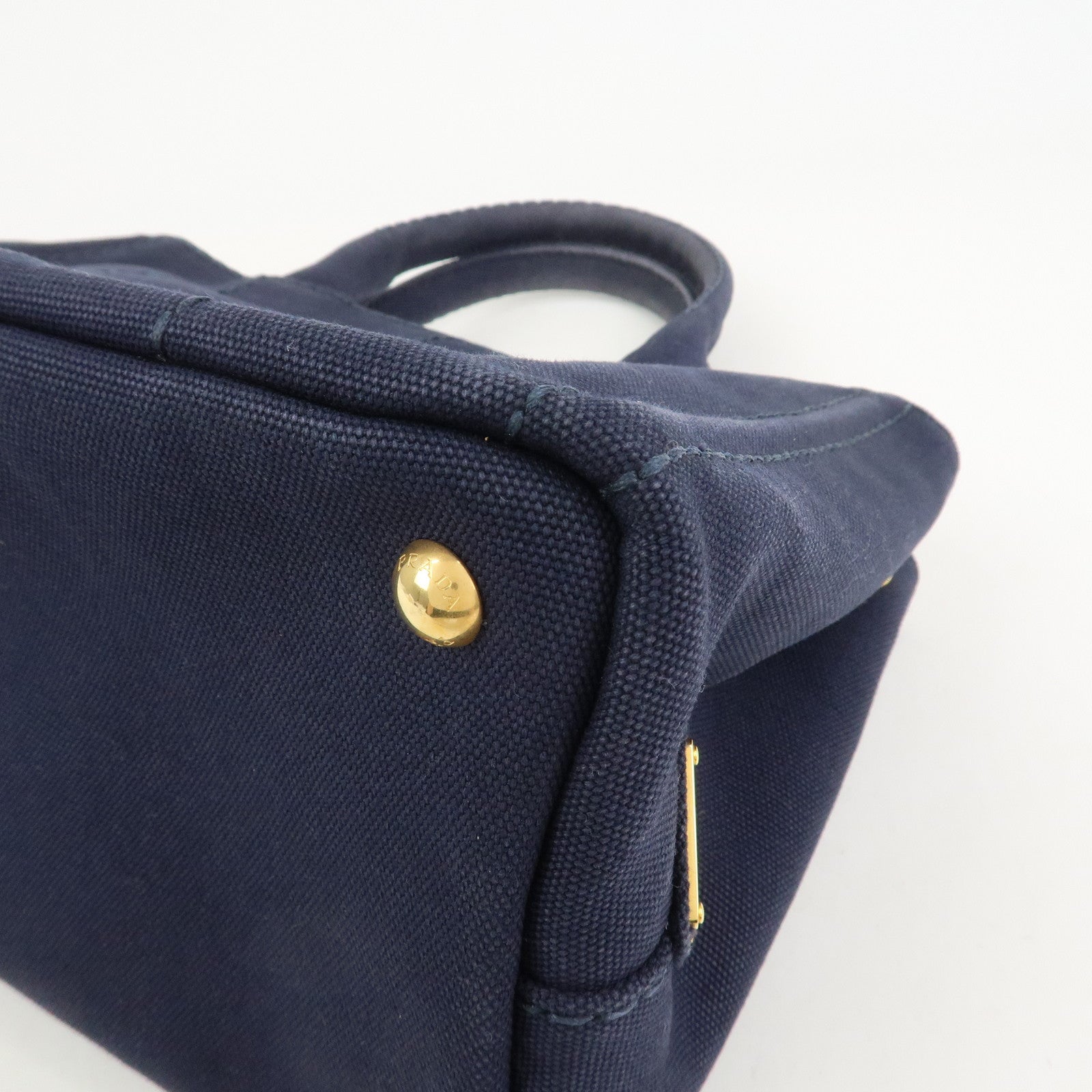 PRADA Logo Canapa Mini Canvas 2Way Bag Hand Bag Navy 1BG439