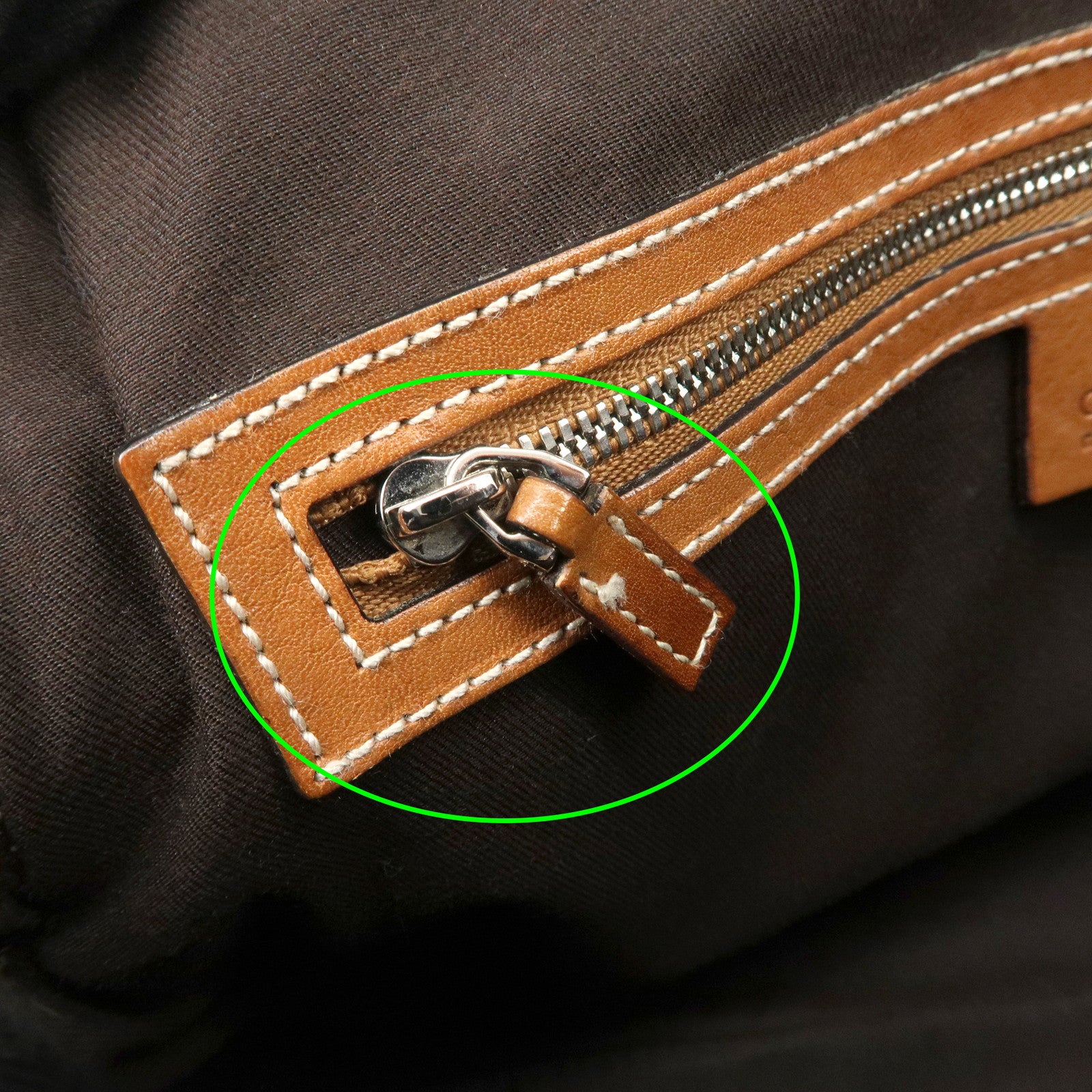 GUCCI Interlocking G Sherry Leather Canvas Hand Bag Beige 114882 Used