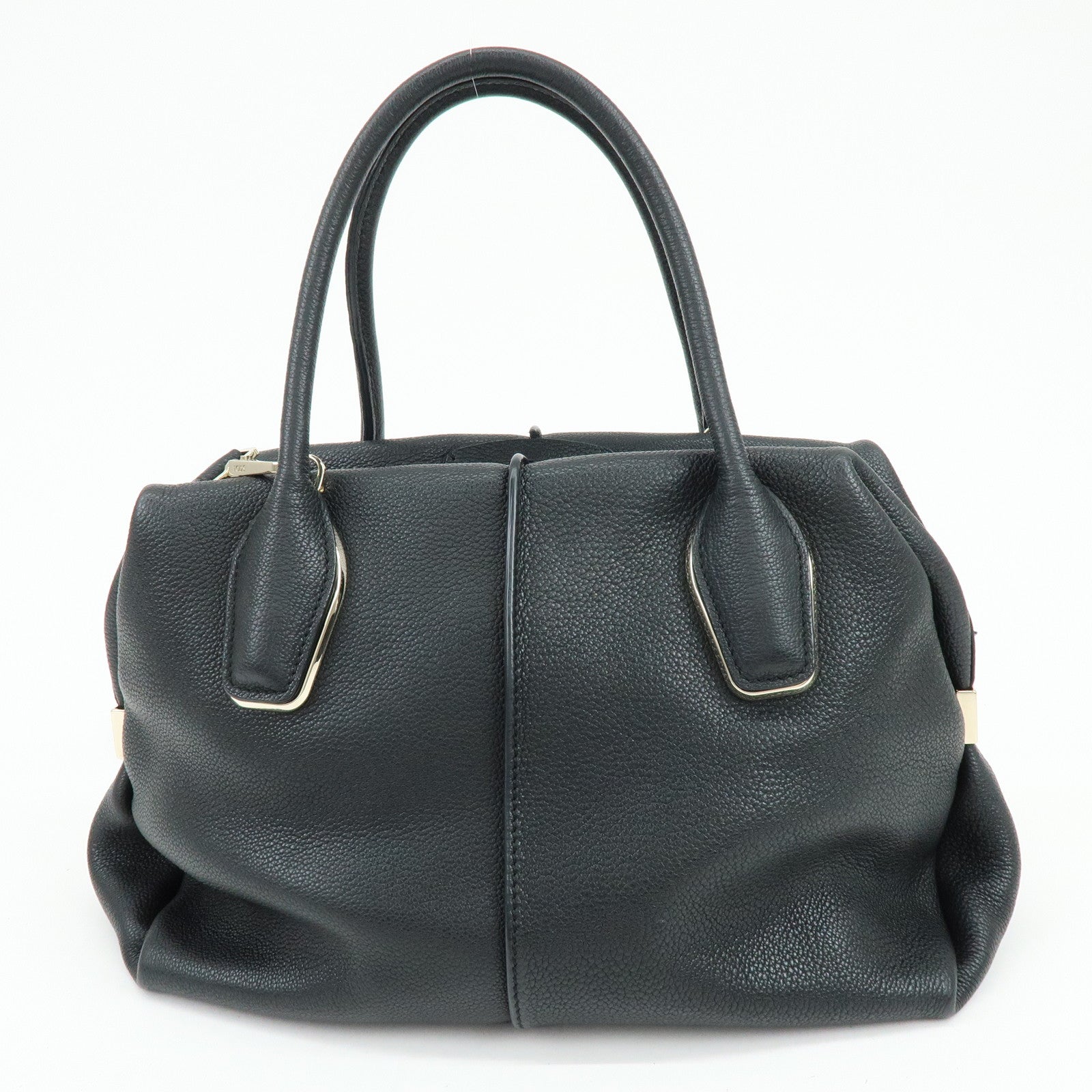 TOD'S Leather 2Way Bag Boston Bag Shoulder Bag Black