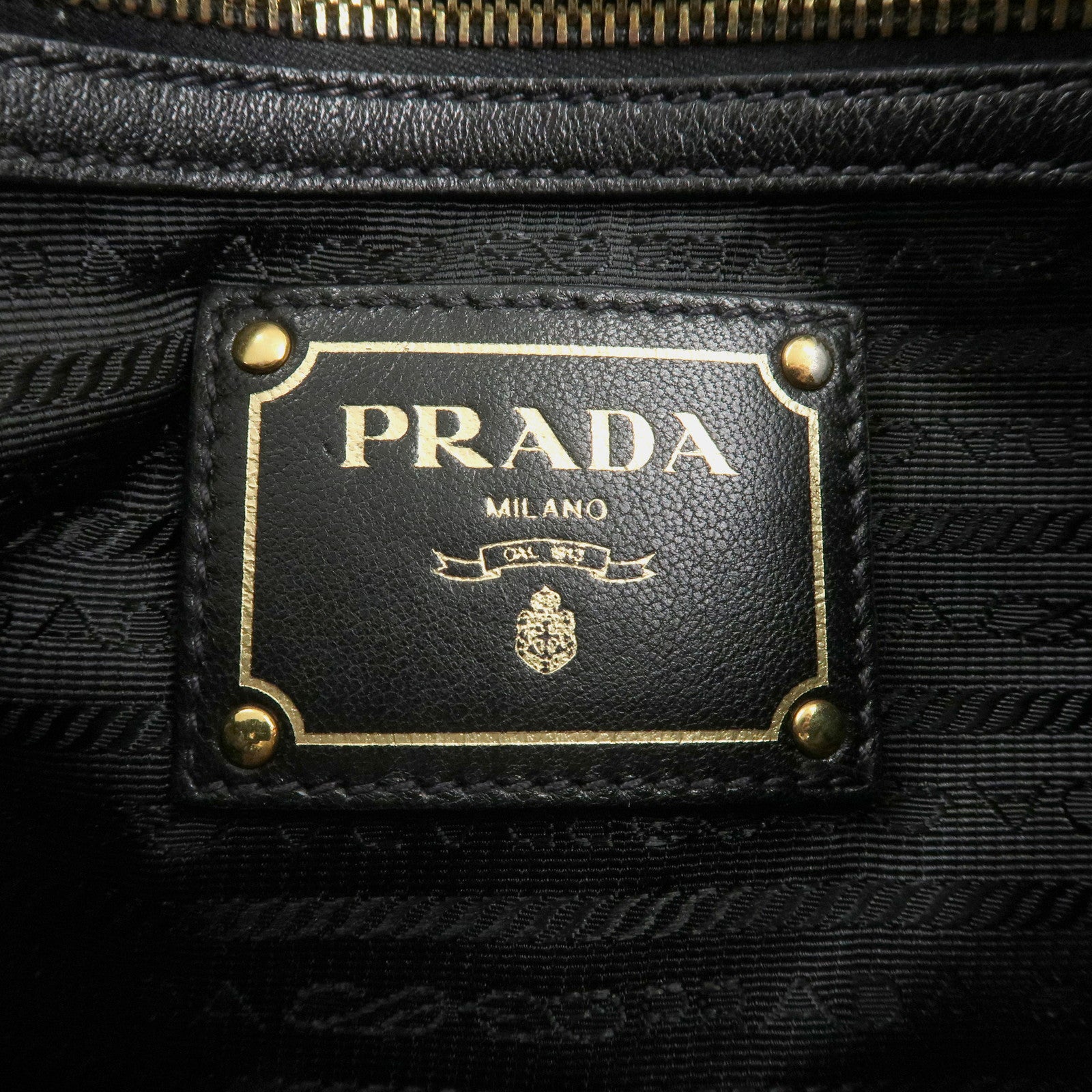 PRADA Leather Ribbon Shoulder Bag Hand Bag Black Brown Used