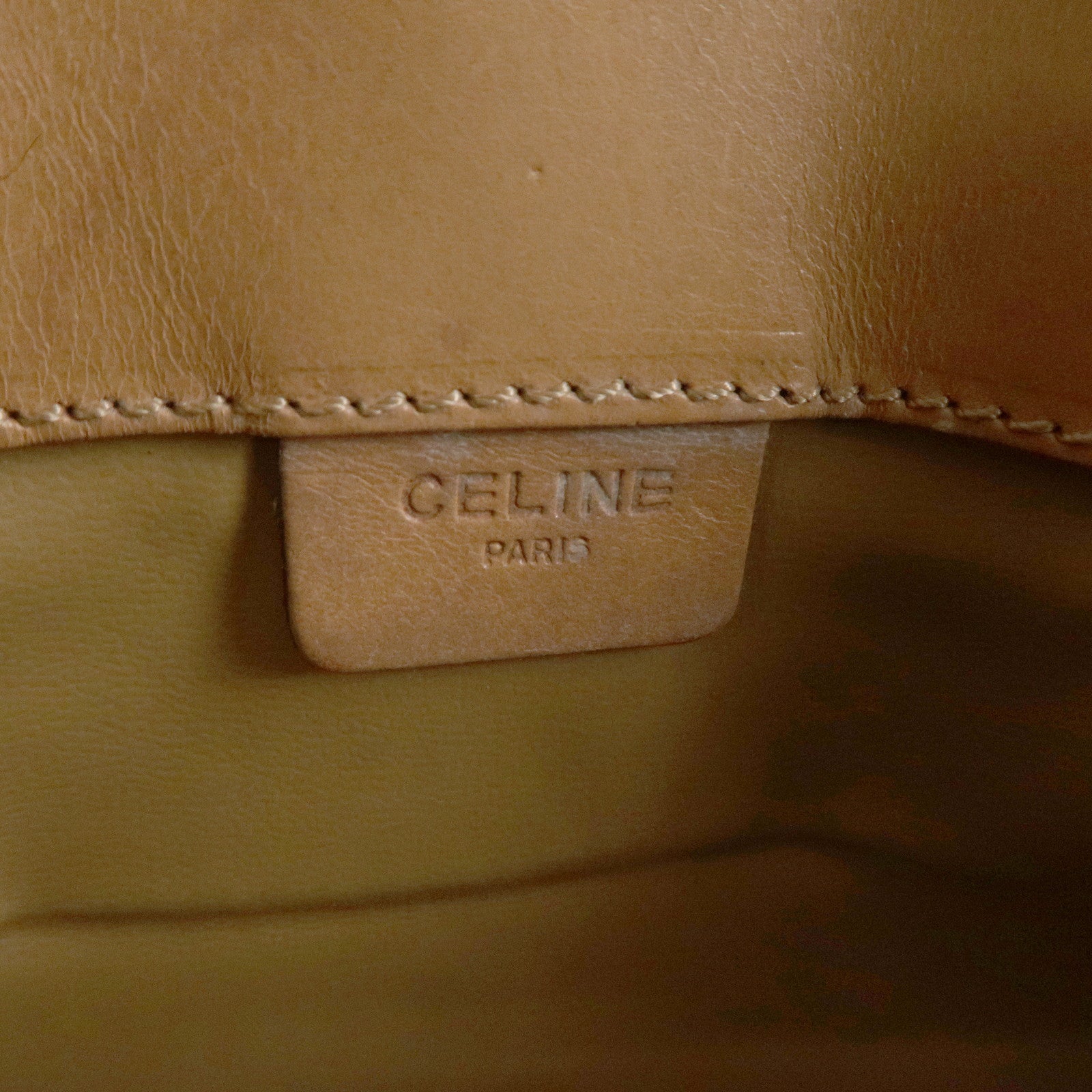 CELINE Macadam Leather PVC Clutch Bag Brown Beige Used