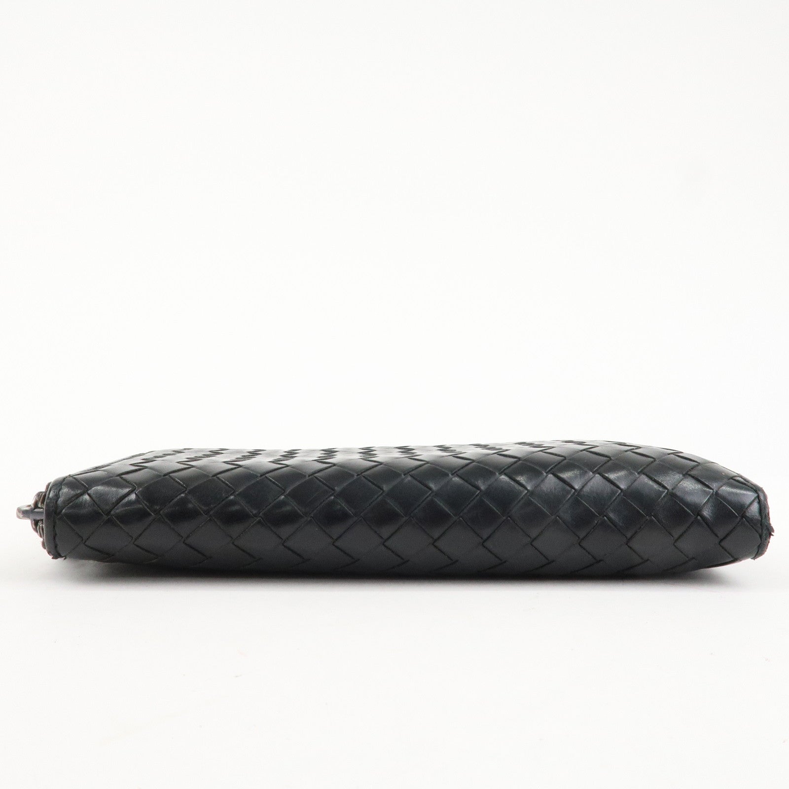 BOTTEGA VENETA Intrecciato Leather Round Zippy Wallet Black 114076 Used
