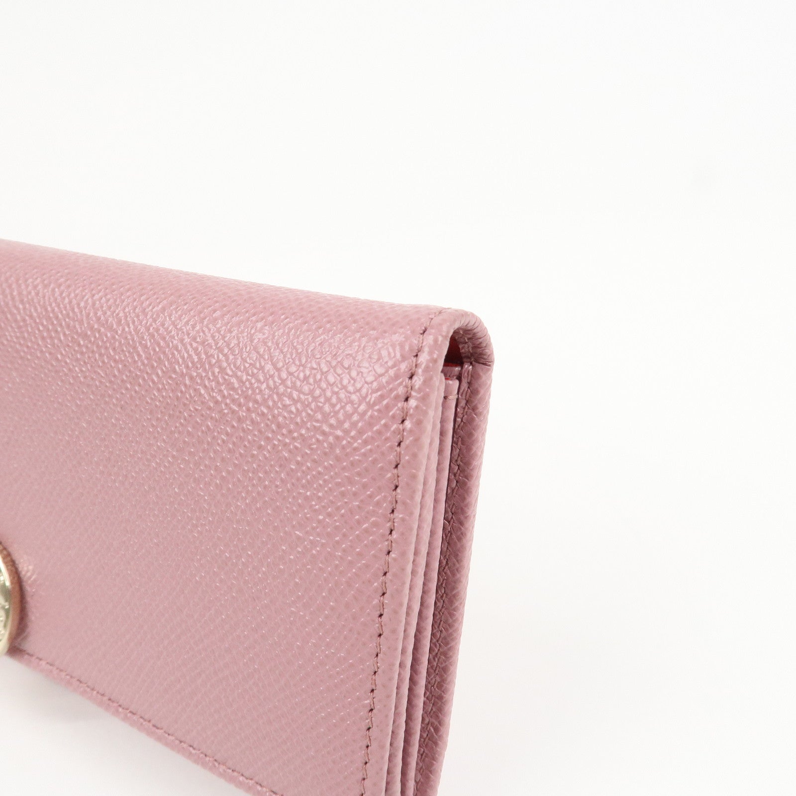 BVLGARI Logo Leather Bi-Fold Long Wallet Light Purple
