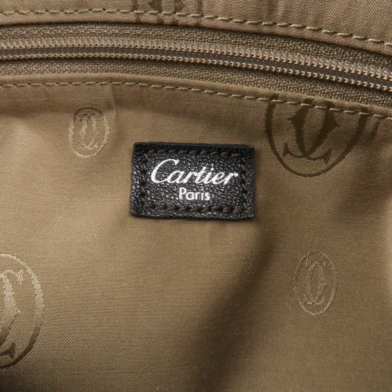 Cartier Mustline Marcello Leather Hand Bag Tote Bag Black