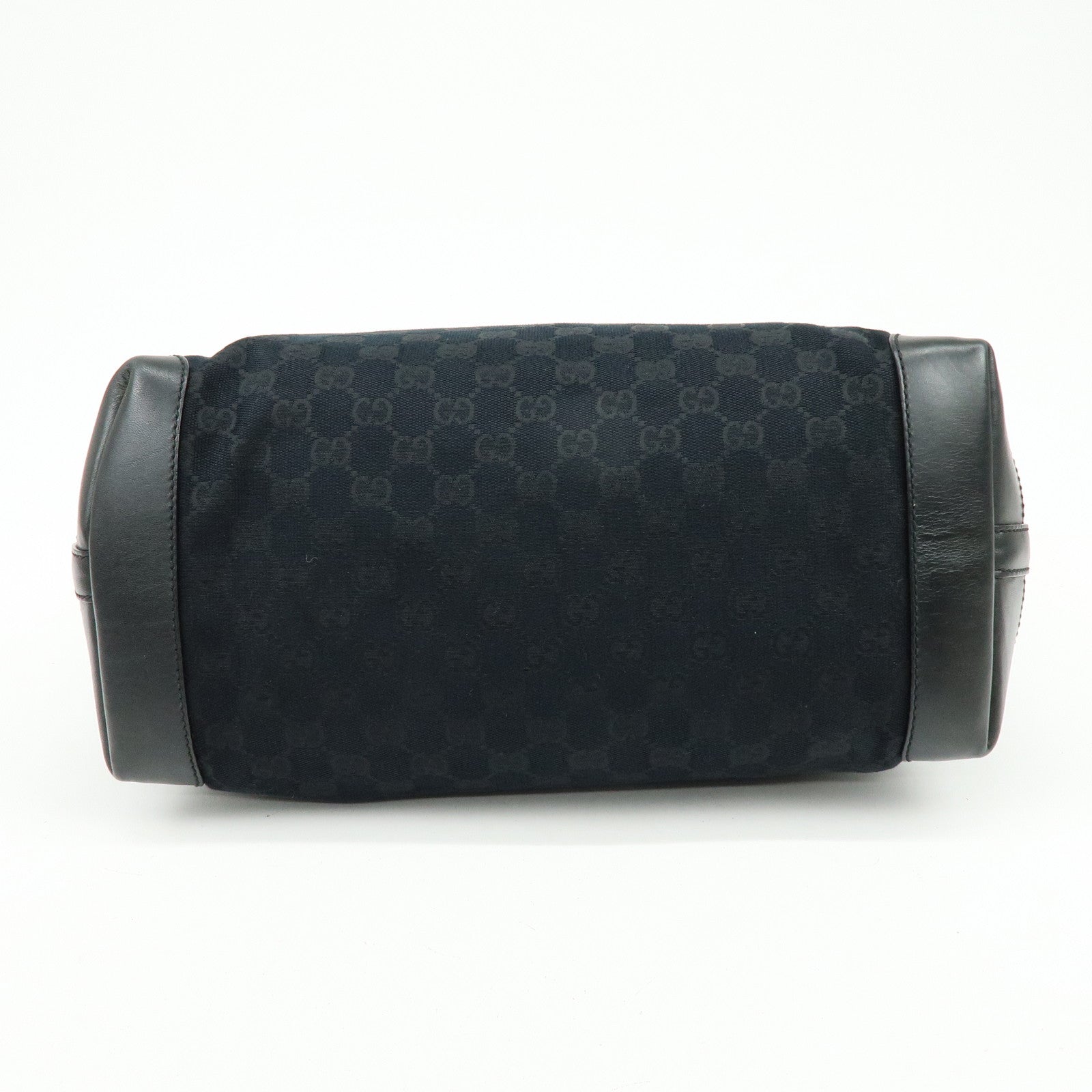 GUCCI GG Canvas Leather Tote Bag Shoulder Bag Black 247209