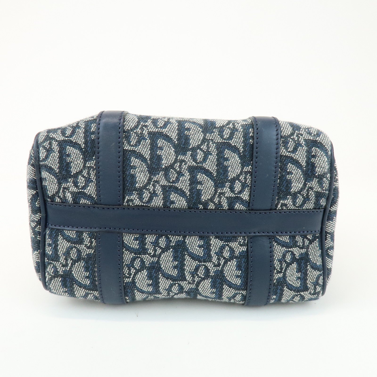 Christian Dior Trotter Canvas Leather Mini Boston Bag Hand Bag Navy