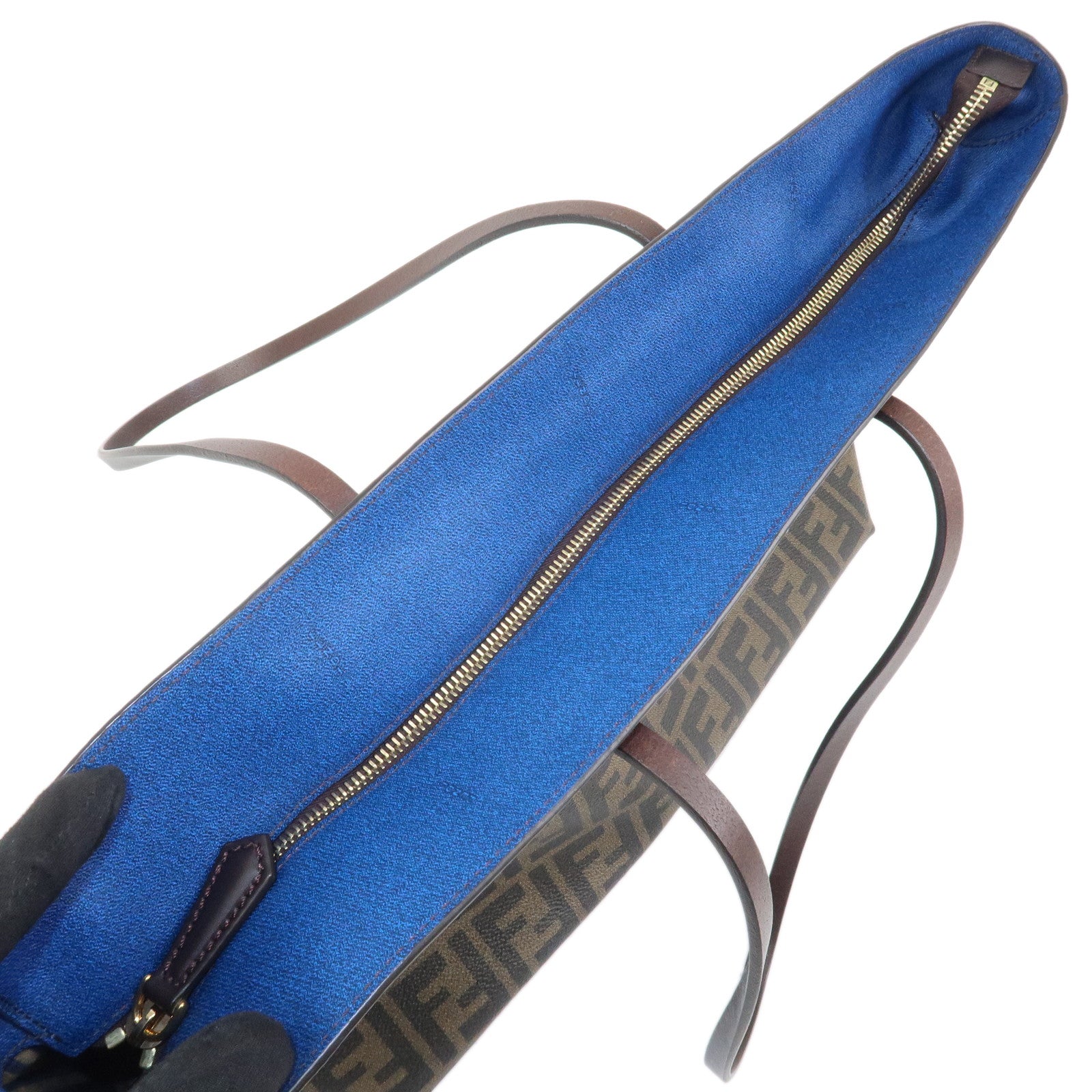 FENDI Zucca PVC Leather Tote Bag Shoulder Bag Brown 8BH185